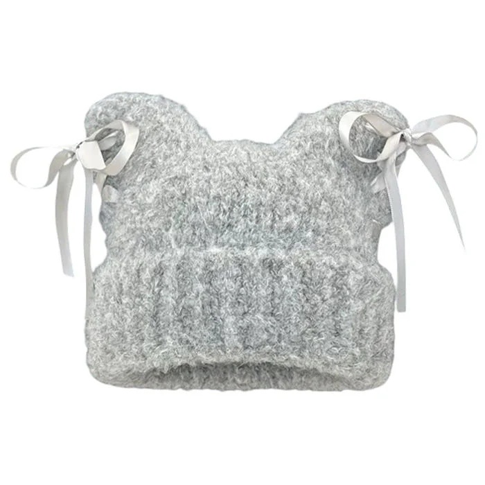 Cat Ear Beanie with Bows