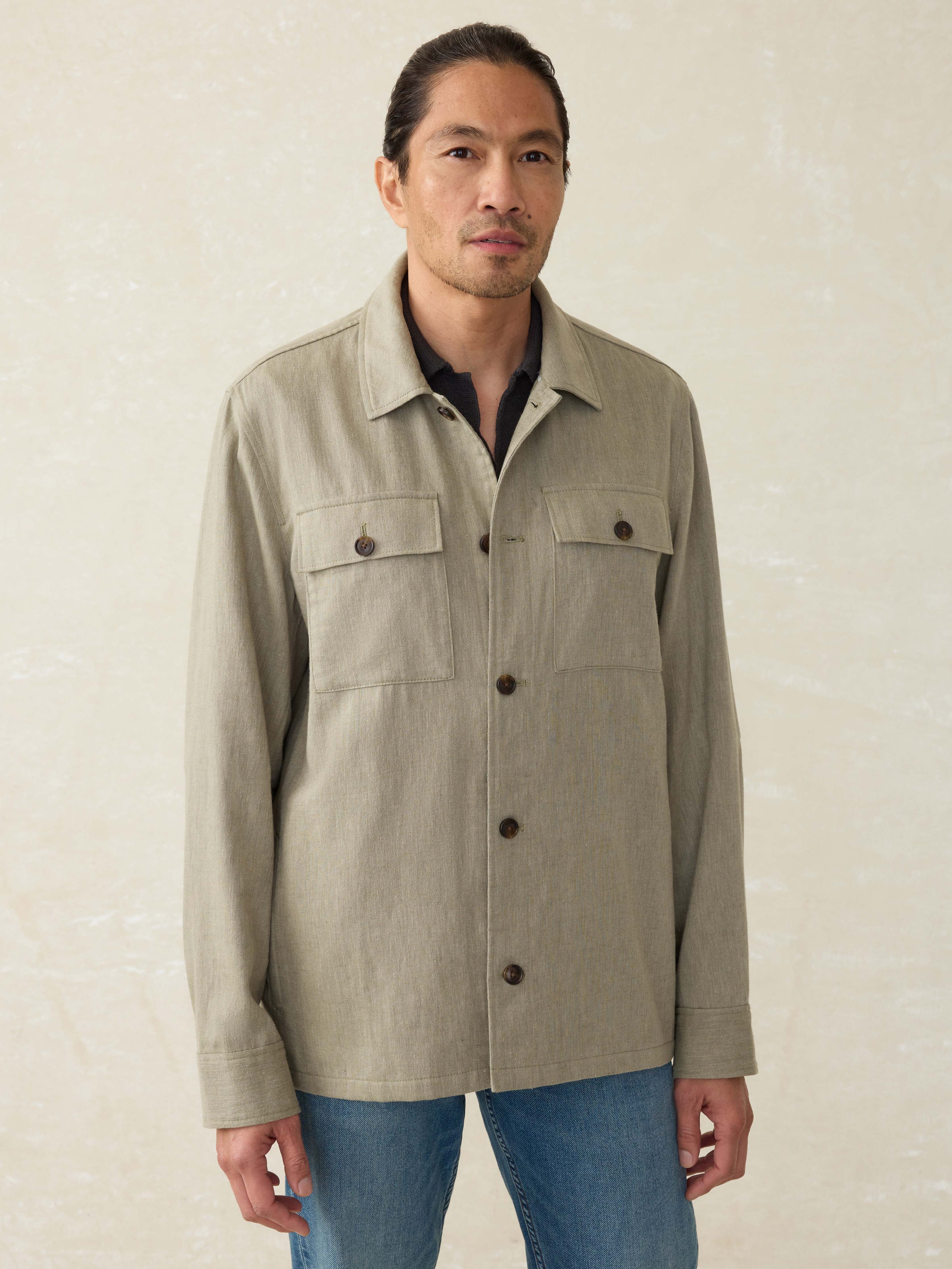 Movement™ Linen Shirt Jacket - Sage Cliff