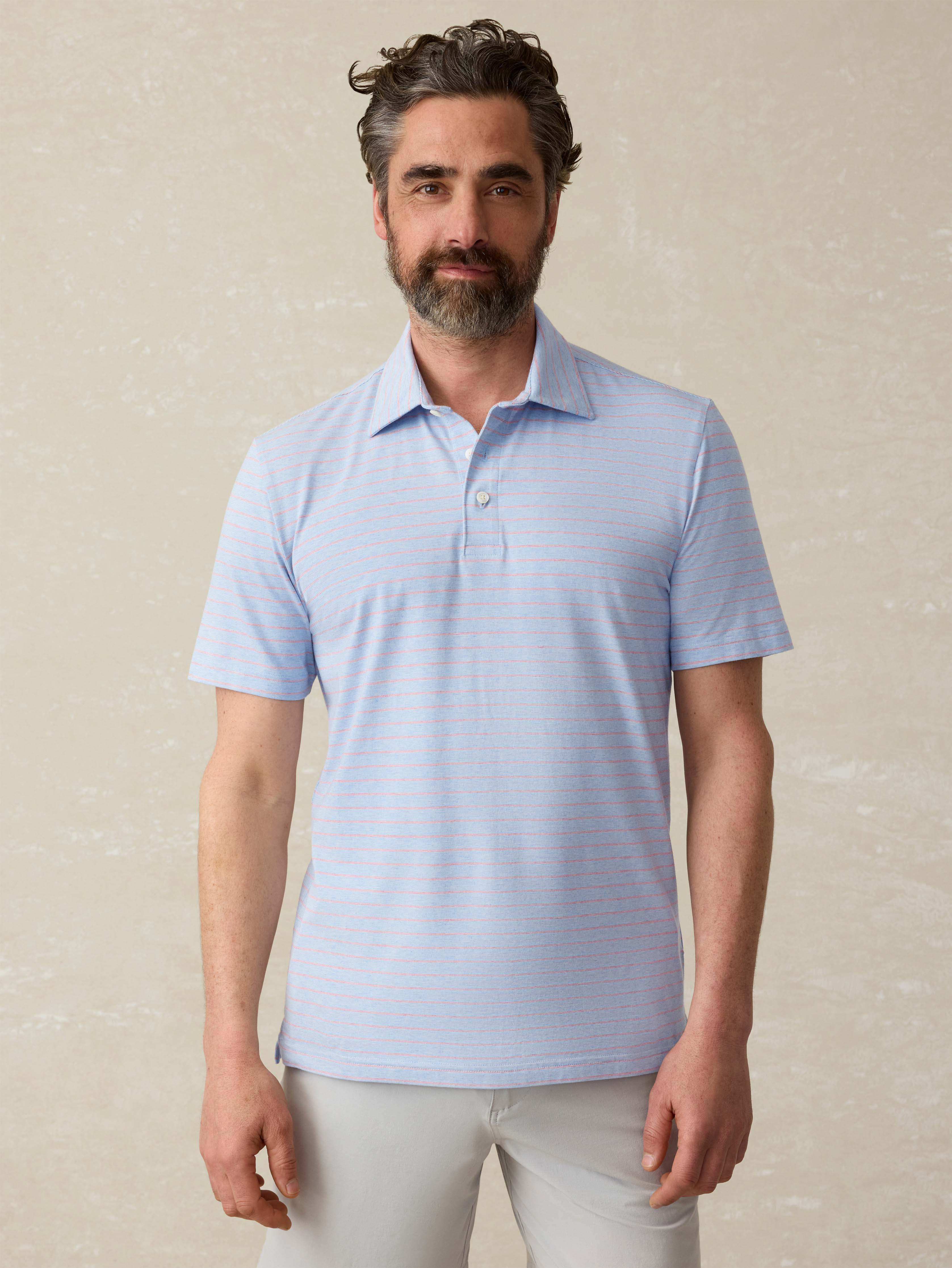 Short Sleeve Movement Polo Shirt - Vista View Stripe