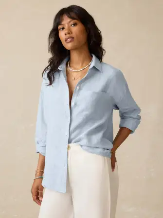 Laguna Linen Relaxed Shirt - Blue Fog