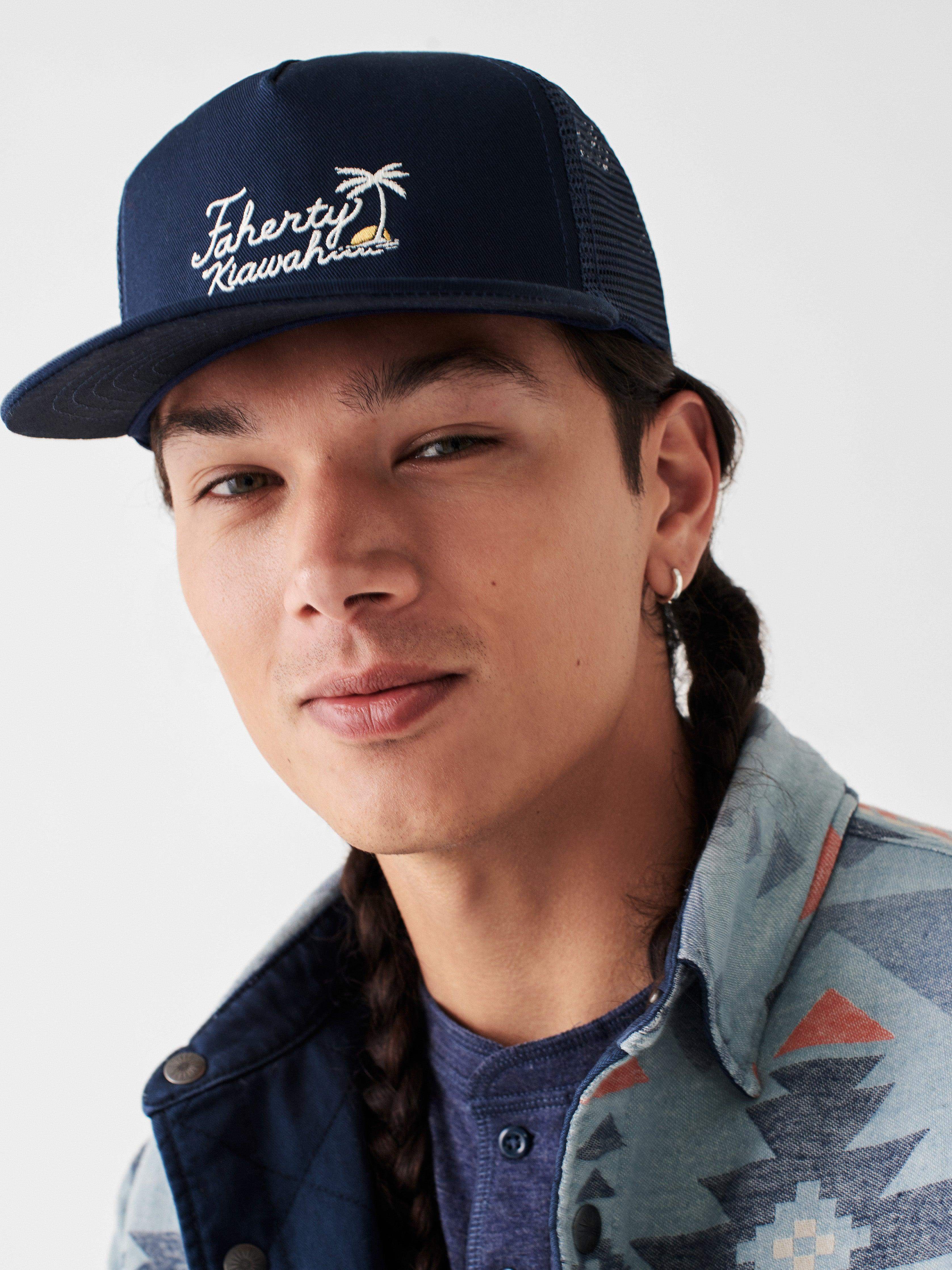 Kiawah Palm Trucker Hat - Navy