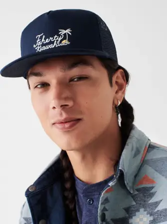 Kiawah Palm Trucker Hat - Navy