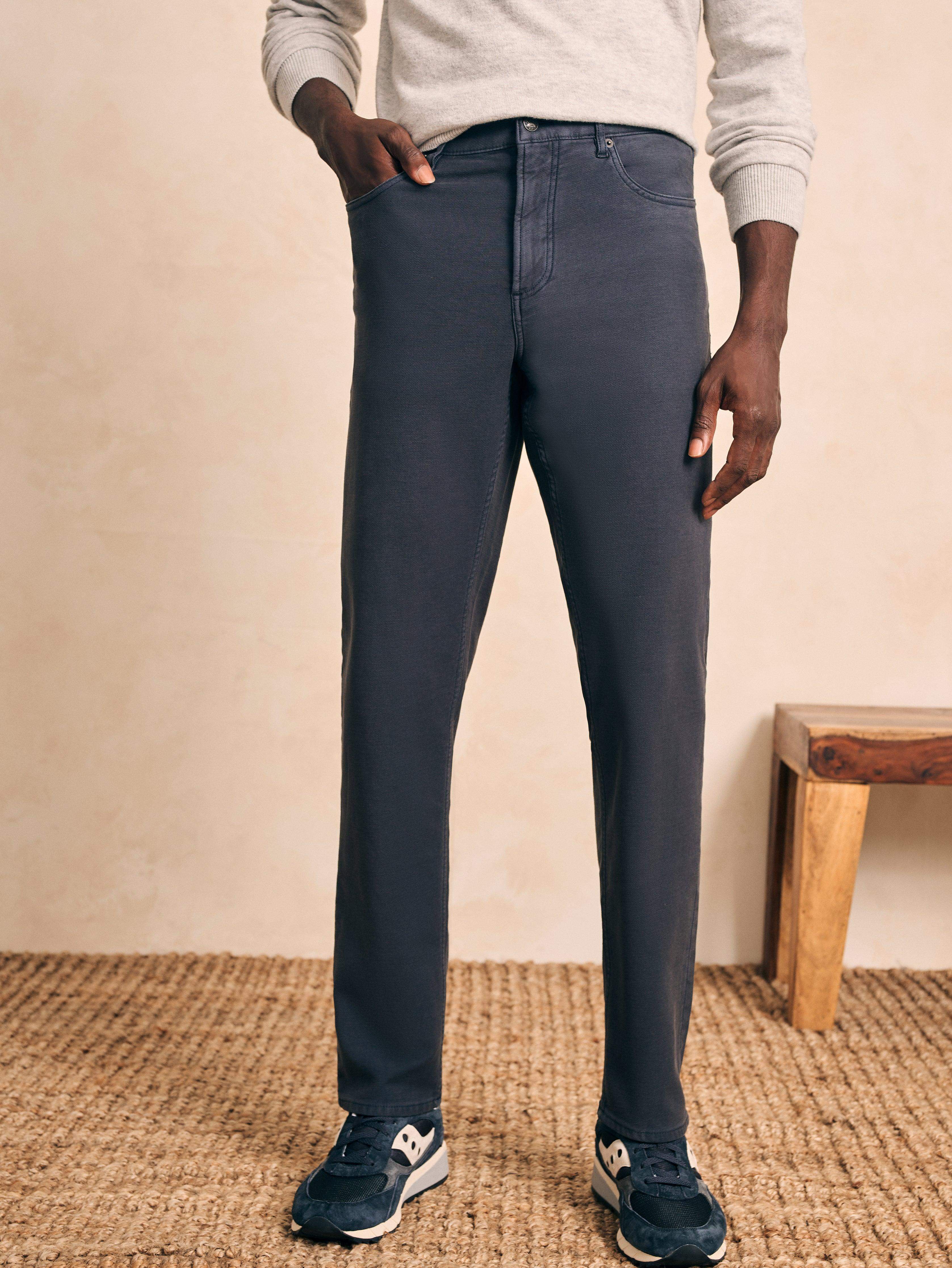 Stretch Terry 5-Pocket Athletic Fit Pant - Navy