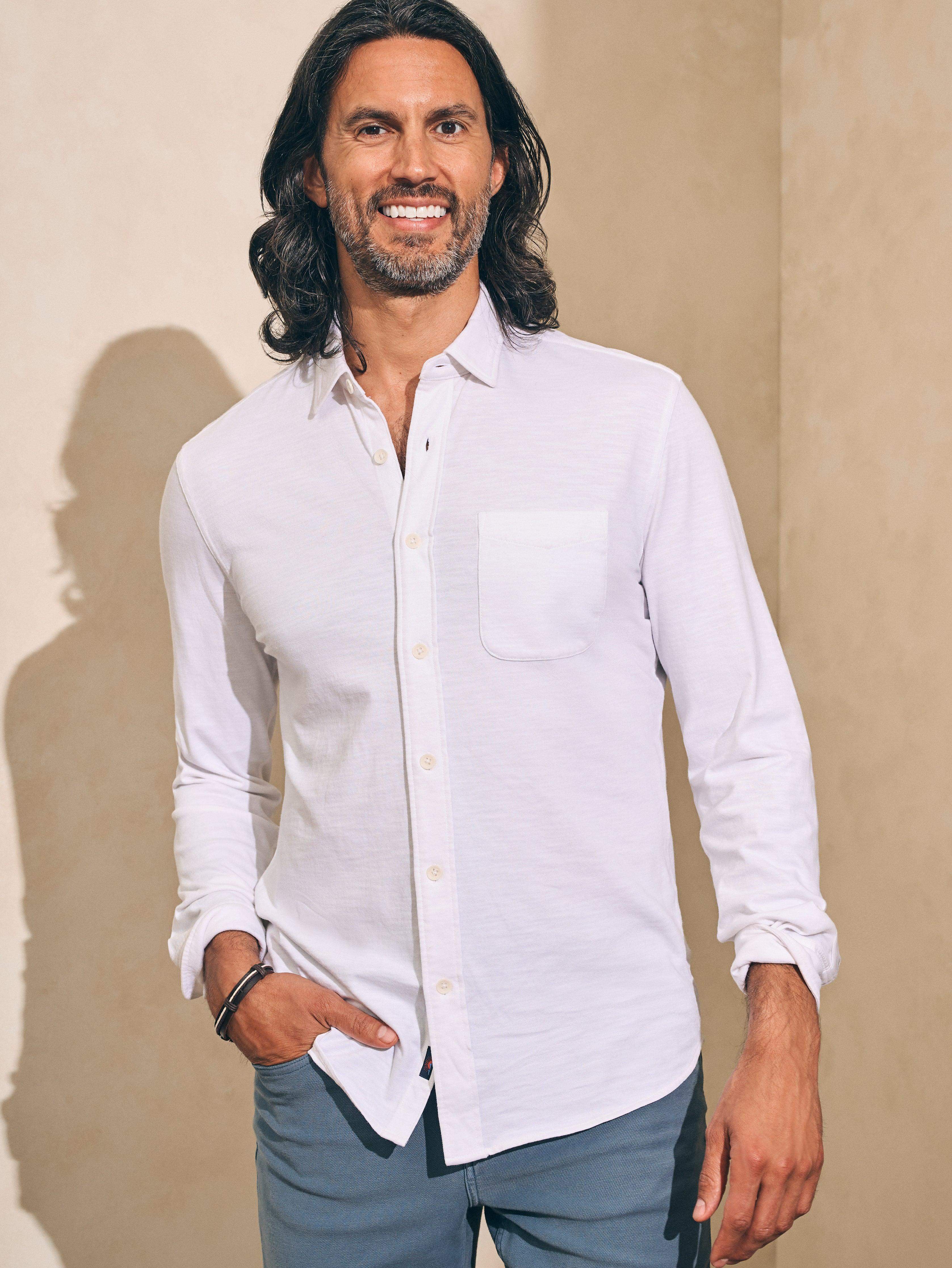 Sunwashed Knit Shirt (Single Pocket) (Tall) - White