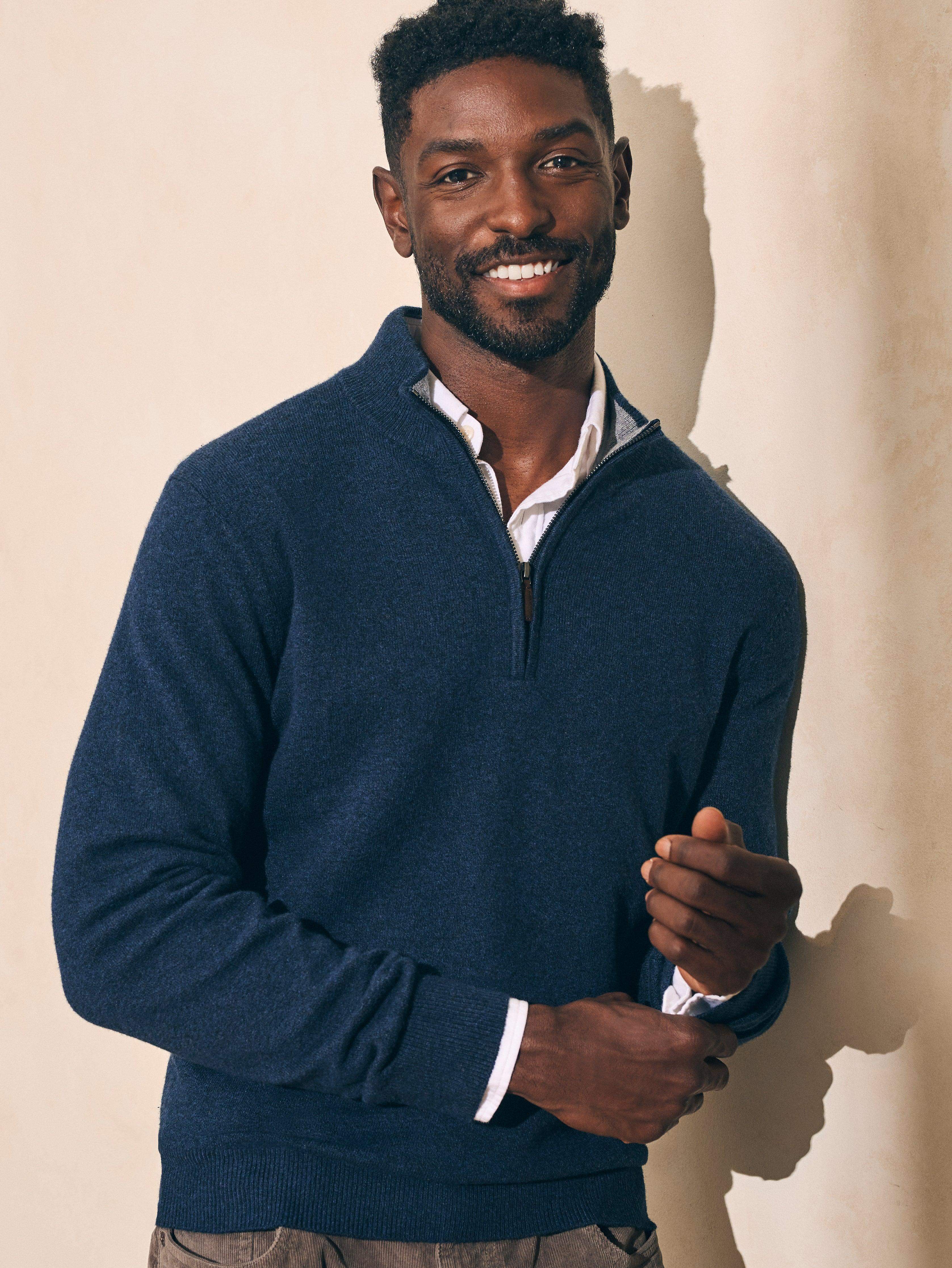 Mountain Quarter Zip Sweater (Tall) - Navy Heather