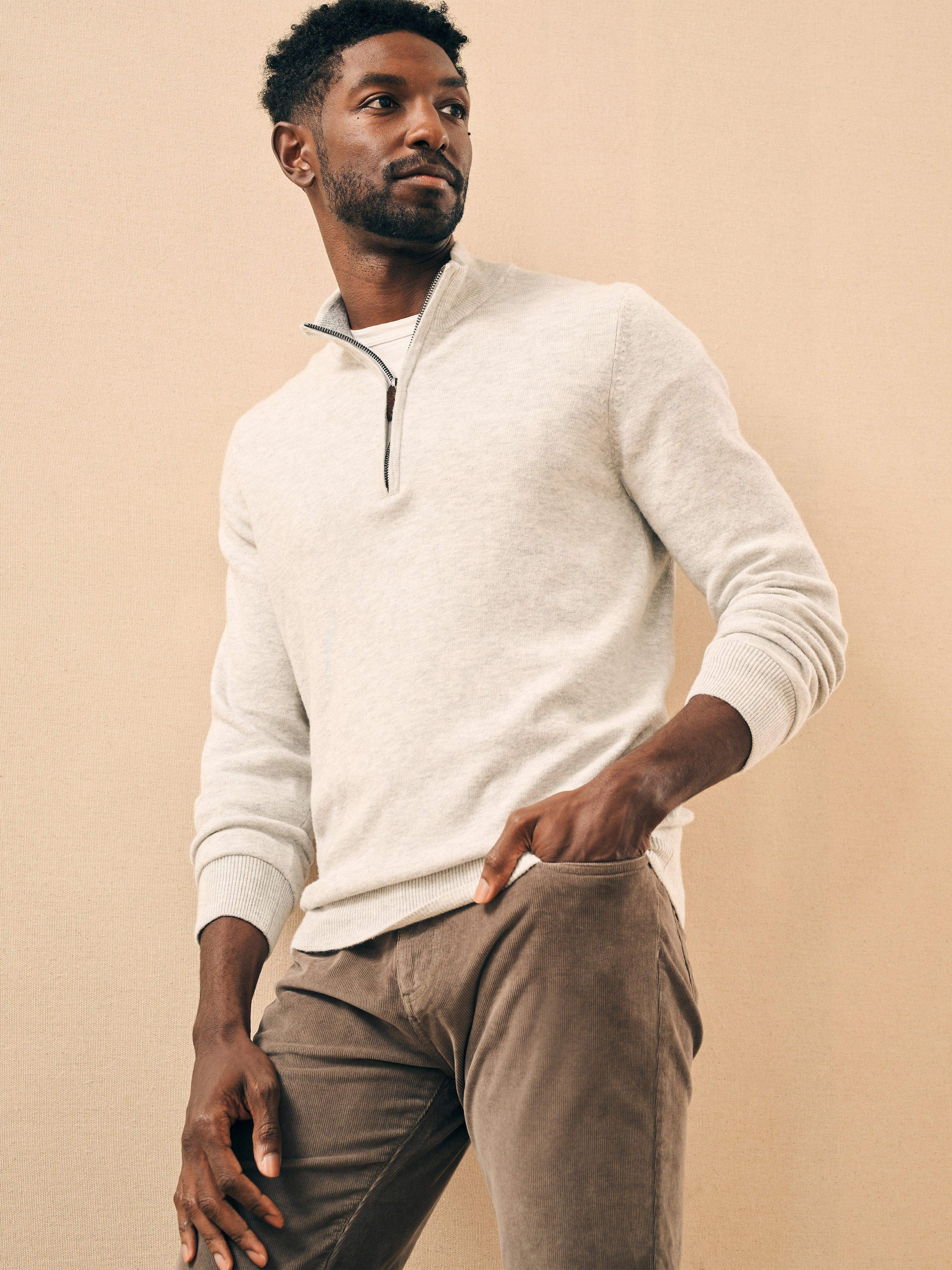 Mountain Quarter Zip Sweater - Ivory Ice Heather