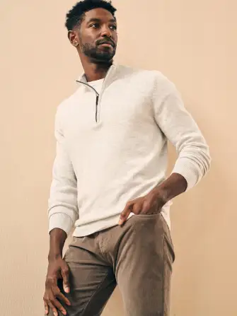 Mountain Quarter Zip Sweater - Ivory Ice Heather