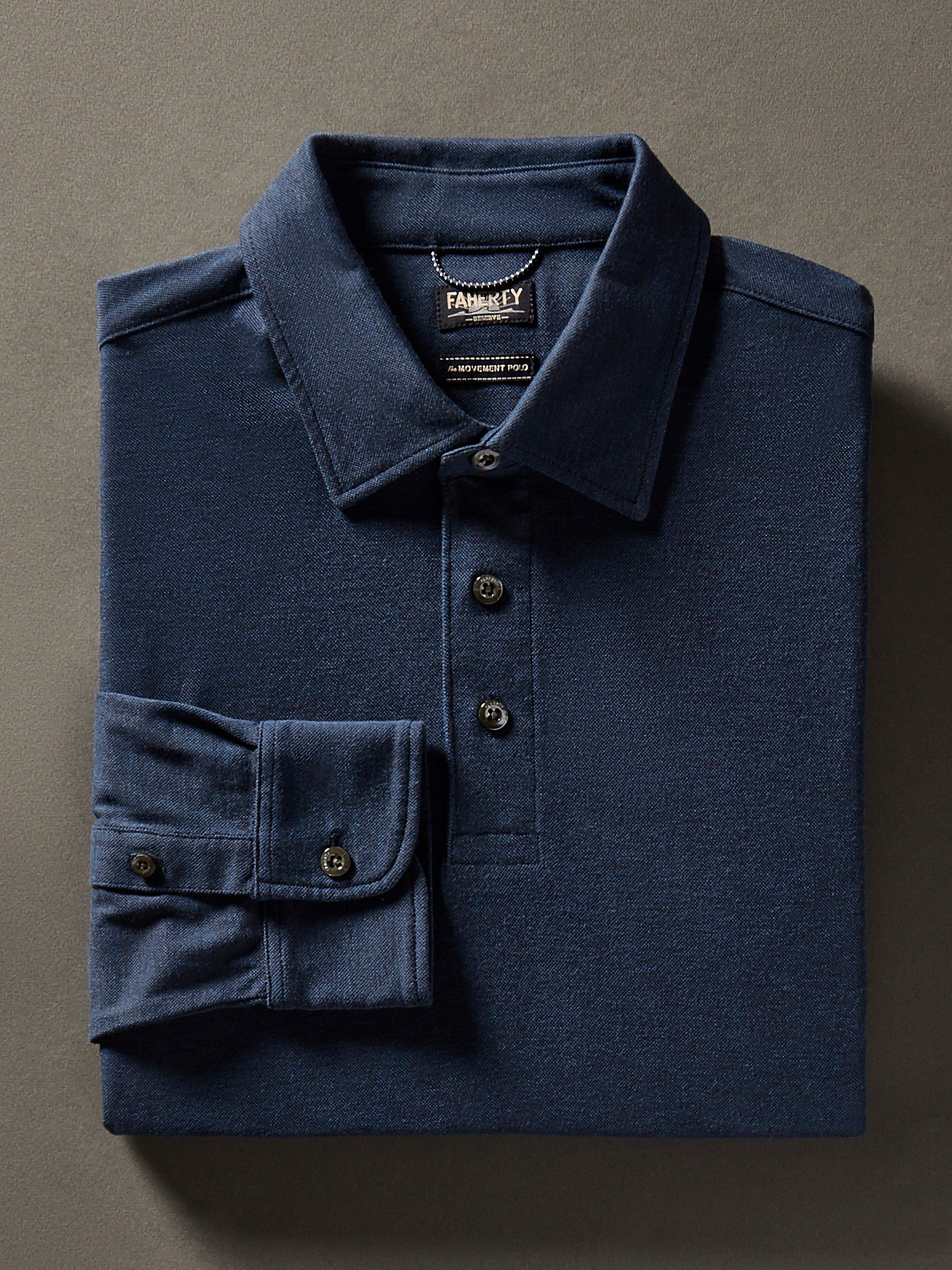 Movement™ Long-Sleeve Pique Polo - Harbor Night Heather
