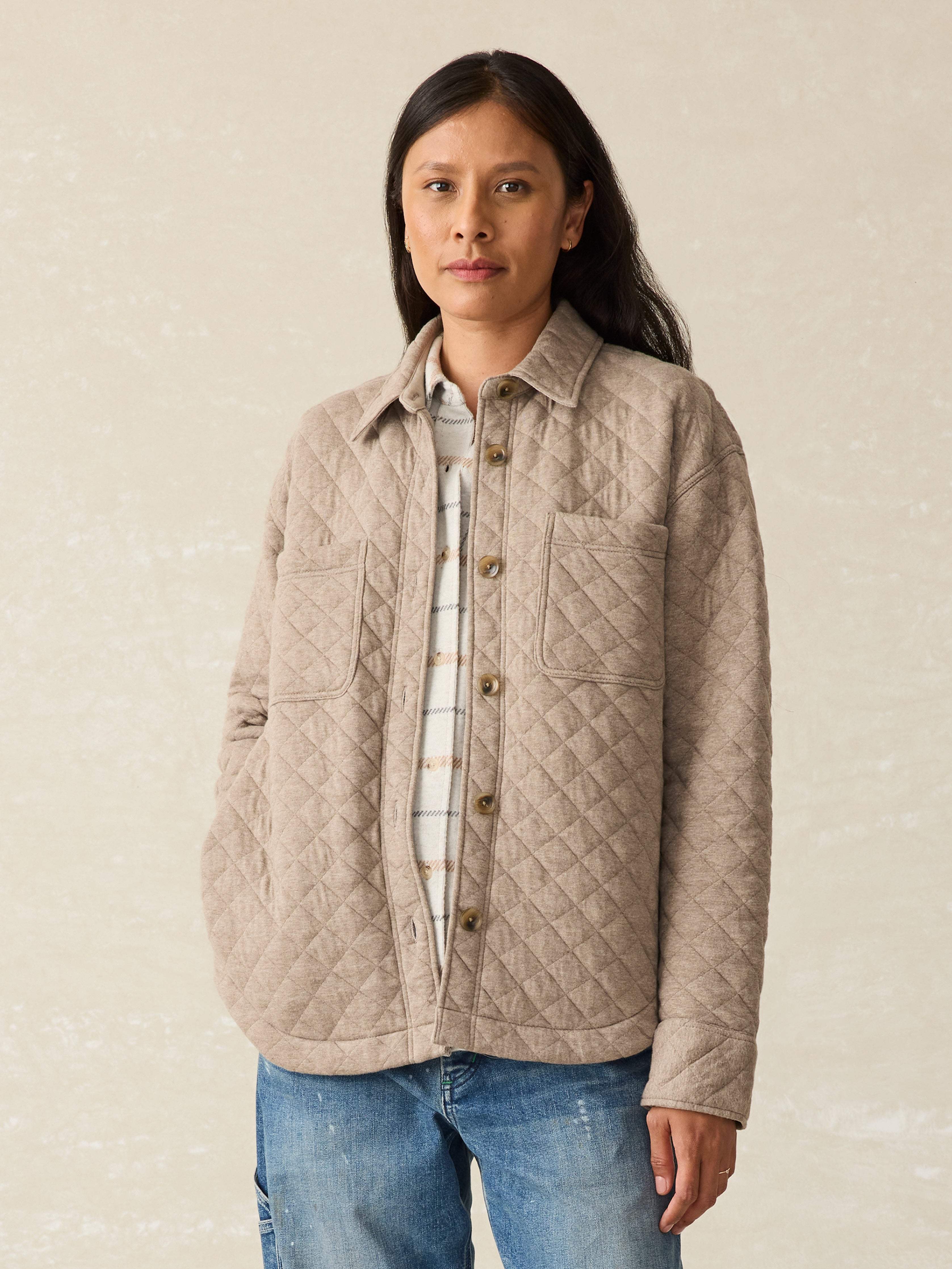 Epic Quilted Fleece Shirt Jacket - Mink Heather