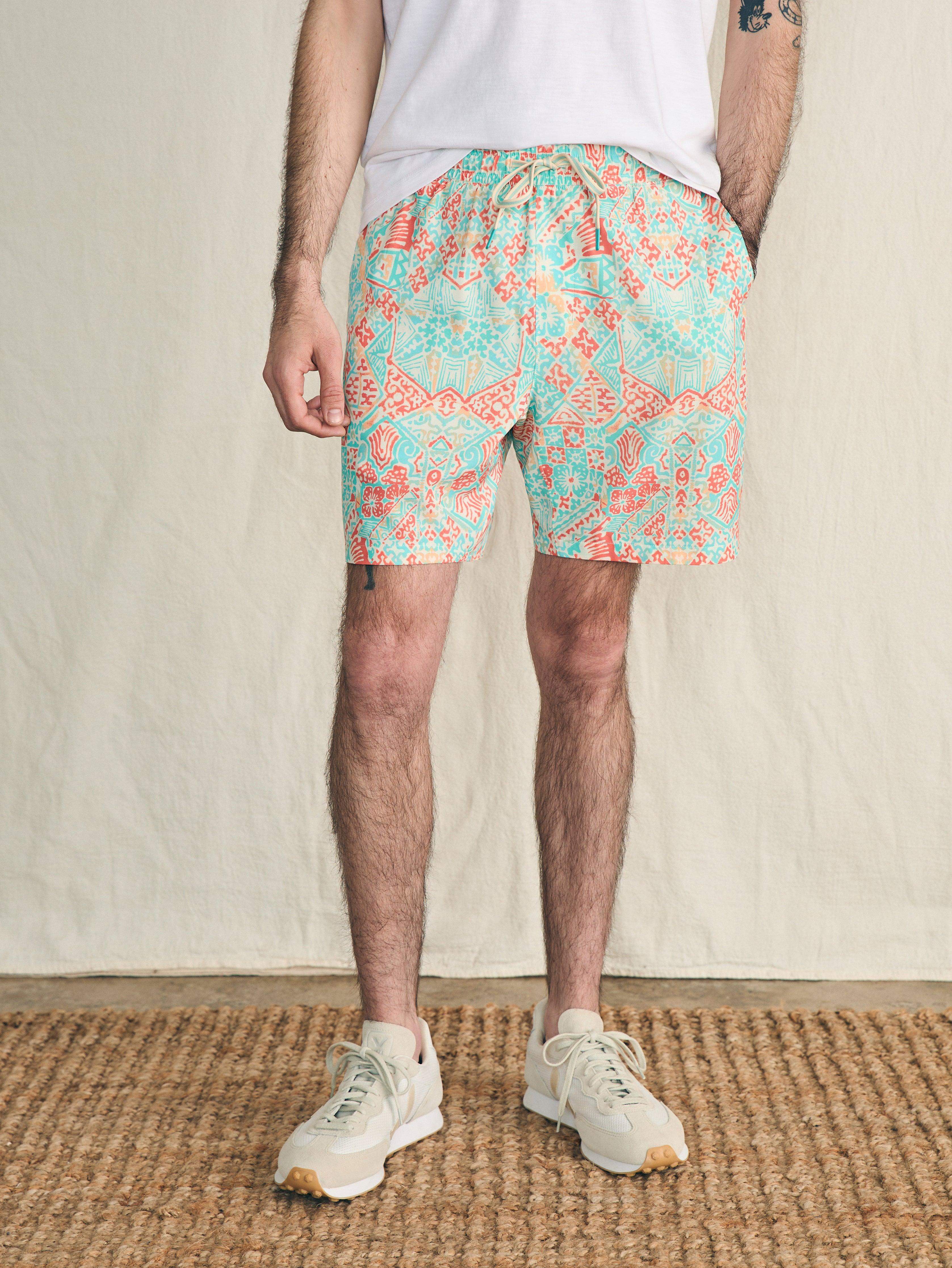 Shorelite Active Swim Short (7 Inseam) - Tropic Clay Block Print