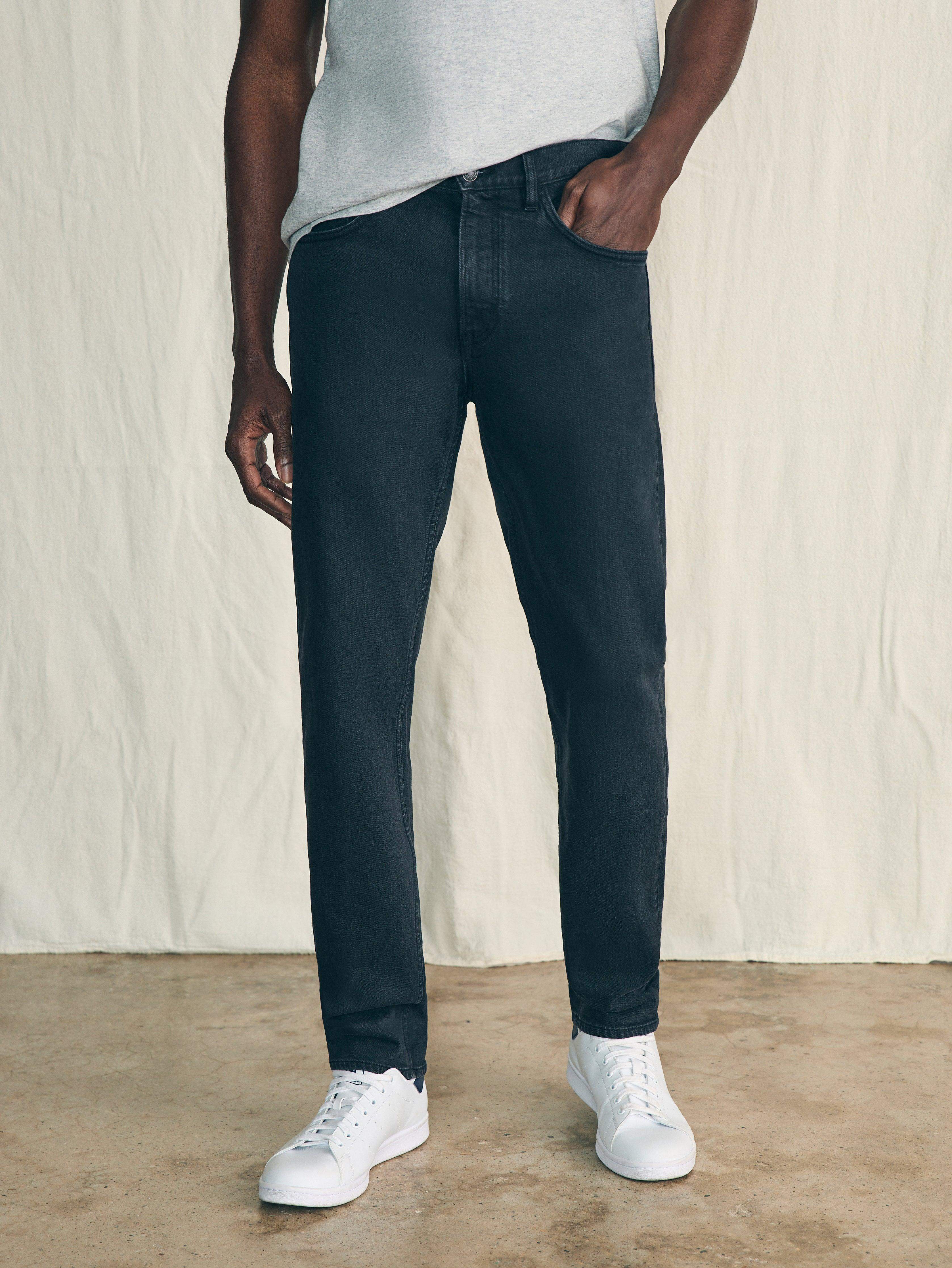 Organic Cotton Slim Straight Denim (30 Inseam) - Black Smoke Wash