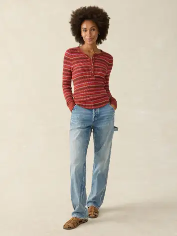 Legend™ Apres Waffle Henley - Sunset Ombre Stripe