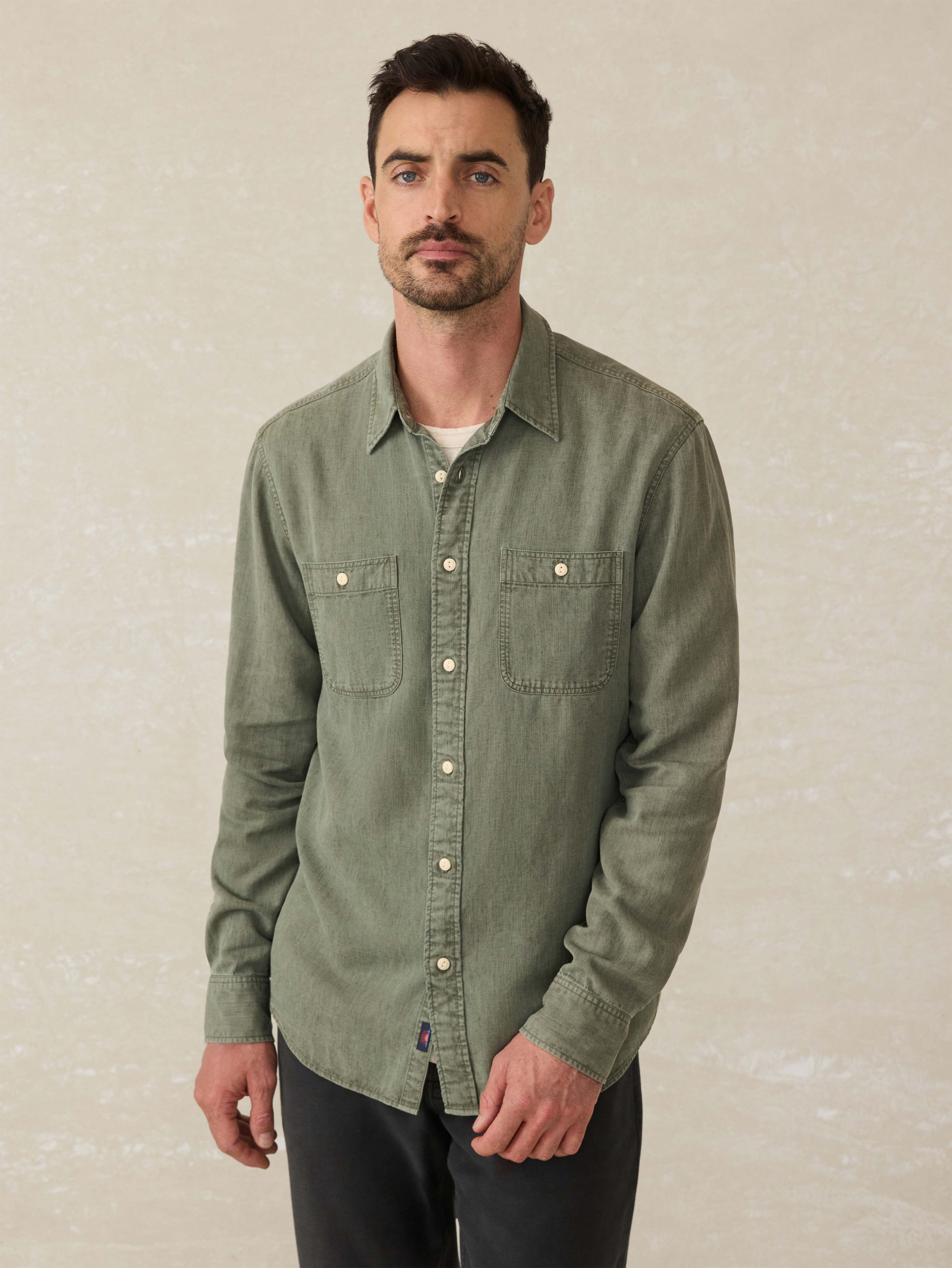 Tried & True Chambray Workshirt - Desert Olive