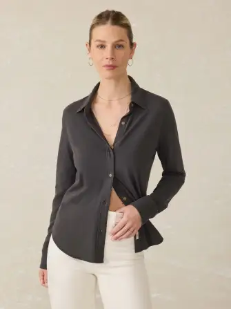 Sunwashed Regenerative Cotton Knit Shirt - Washed Black