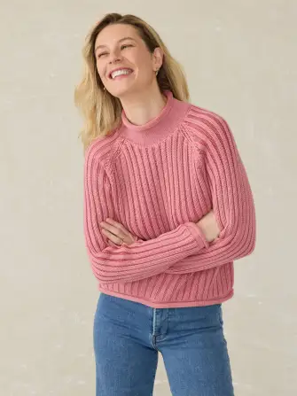 Sunwashed Cotton Rollneck Sweater - Baroque Rose