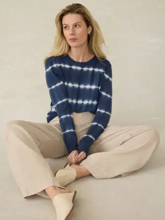 Tropical Cashmere Sweater - Indigo Tie Dye