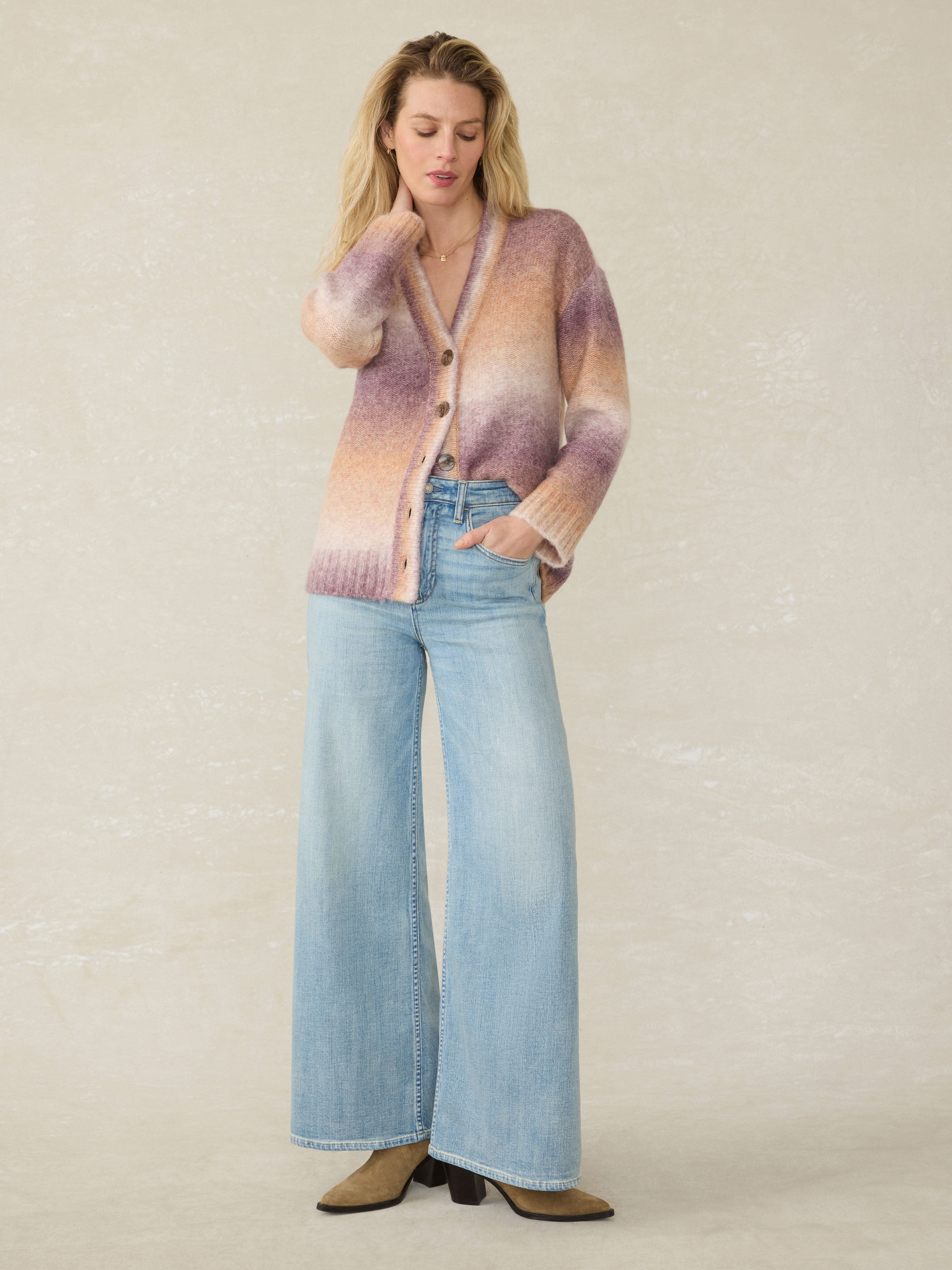 Seaside Spacedye Cardigan - Amethyst Dusk