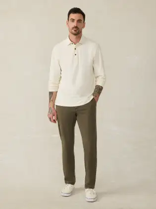 Long-Sleeve Field Knit Polo - Coastal Cream(Coastal Cream,XS)
