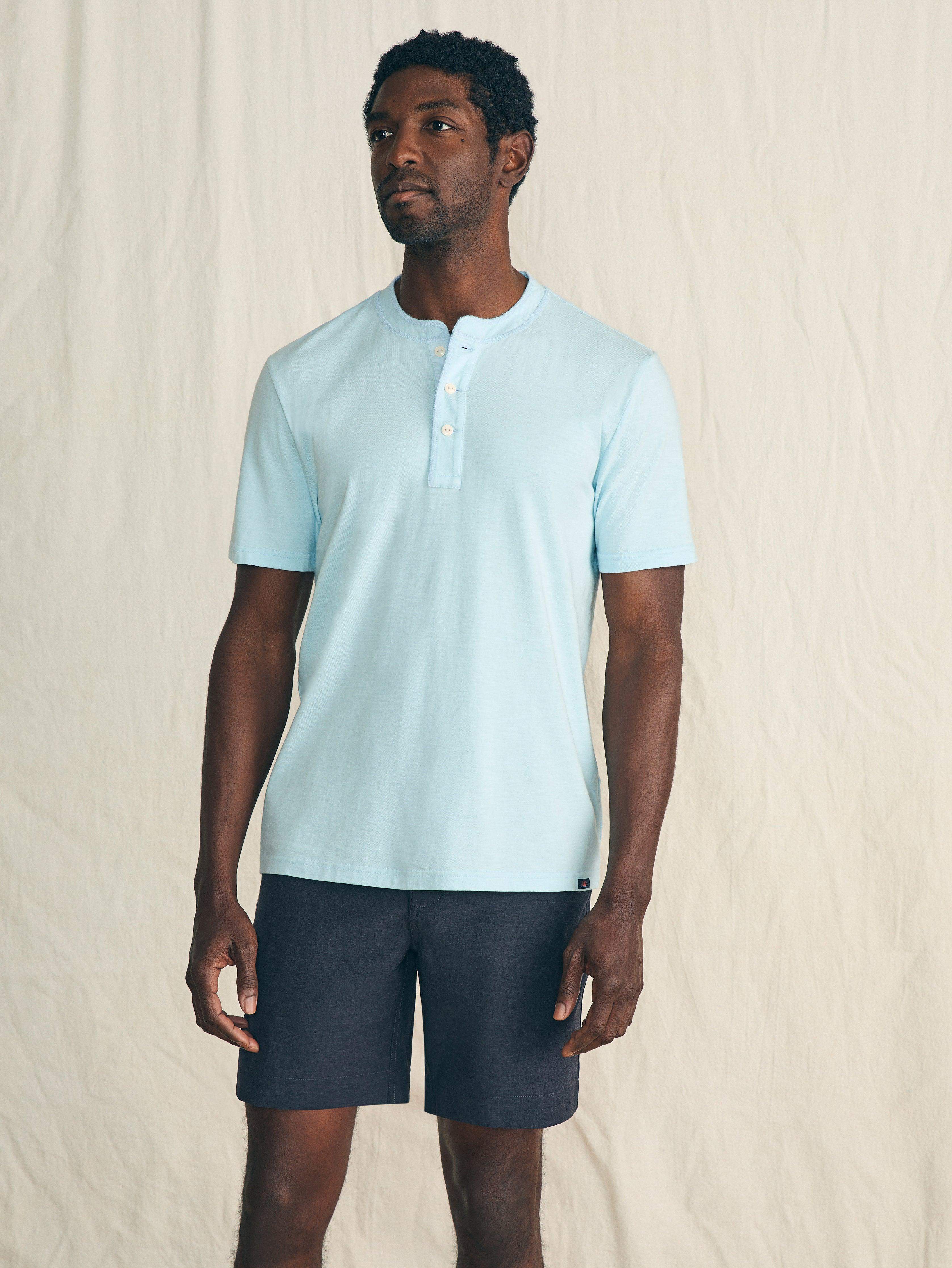 Short-Sleeve Sunwashed Henley - Blue Oasis