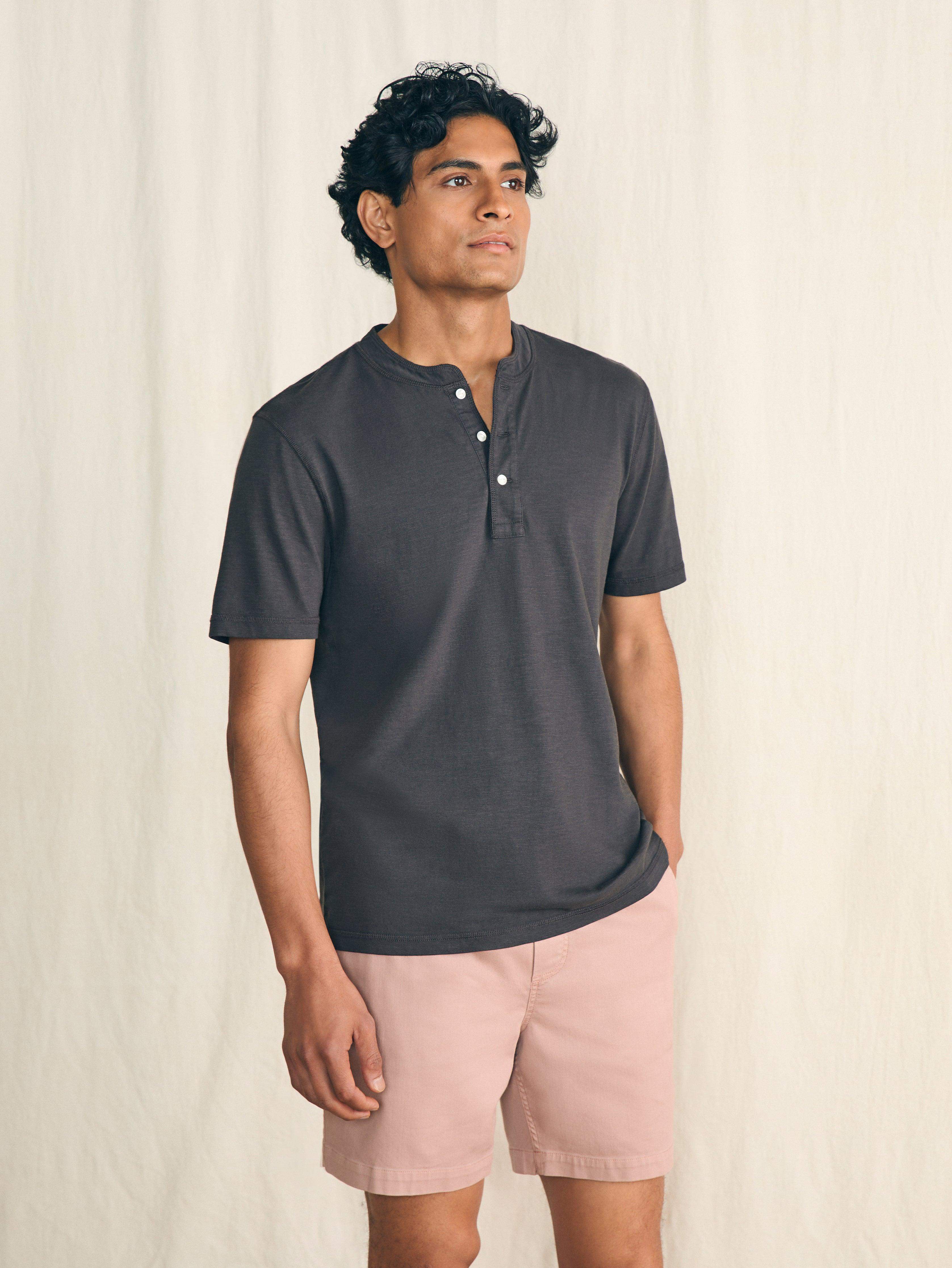 Short-Sleeve Sunwashed Henley - Washed Black