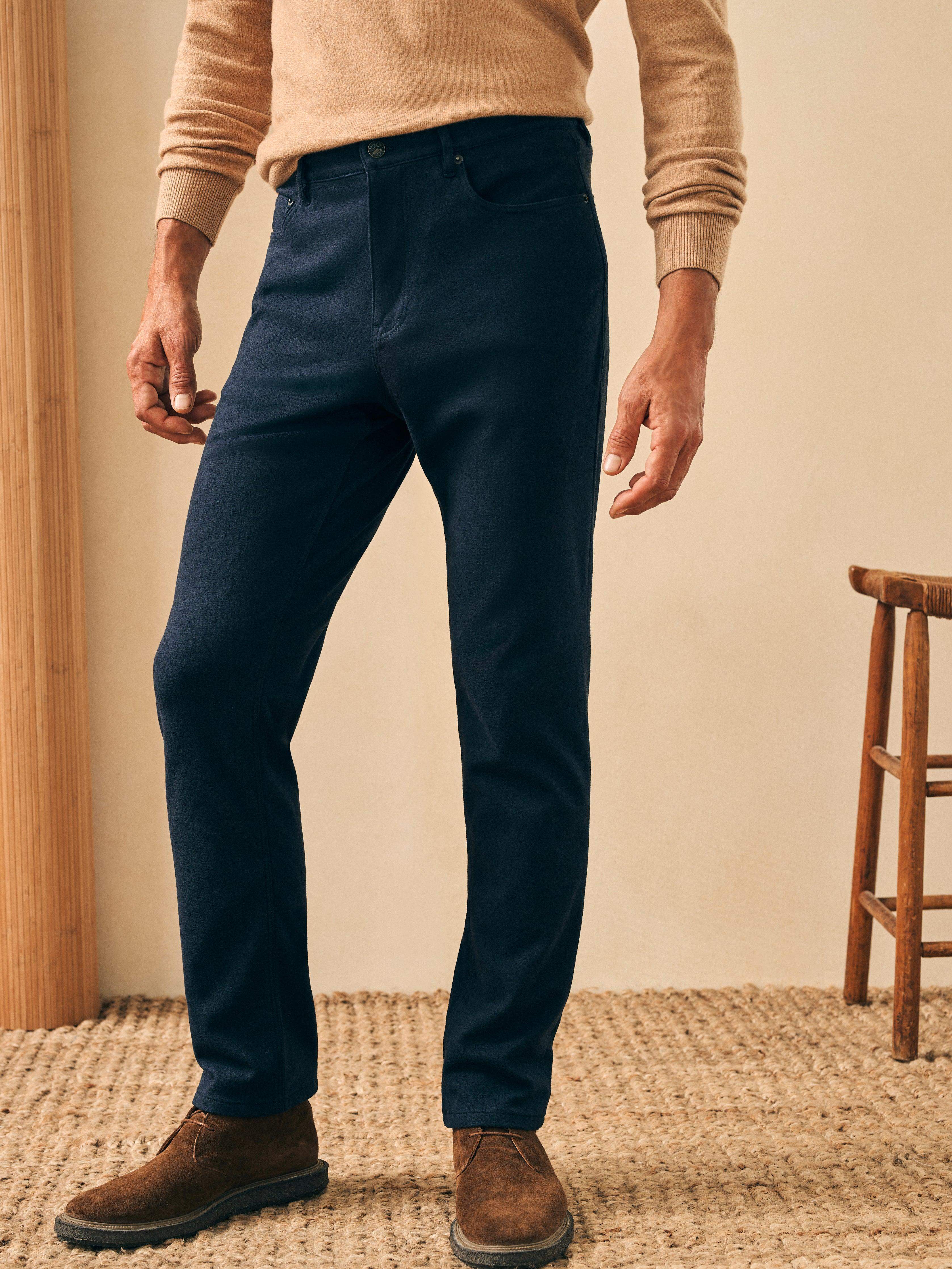Knit Flannel 5-Pocket Pant - Navy Ink Sky