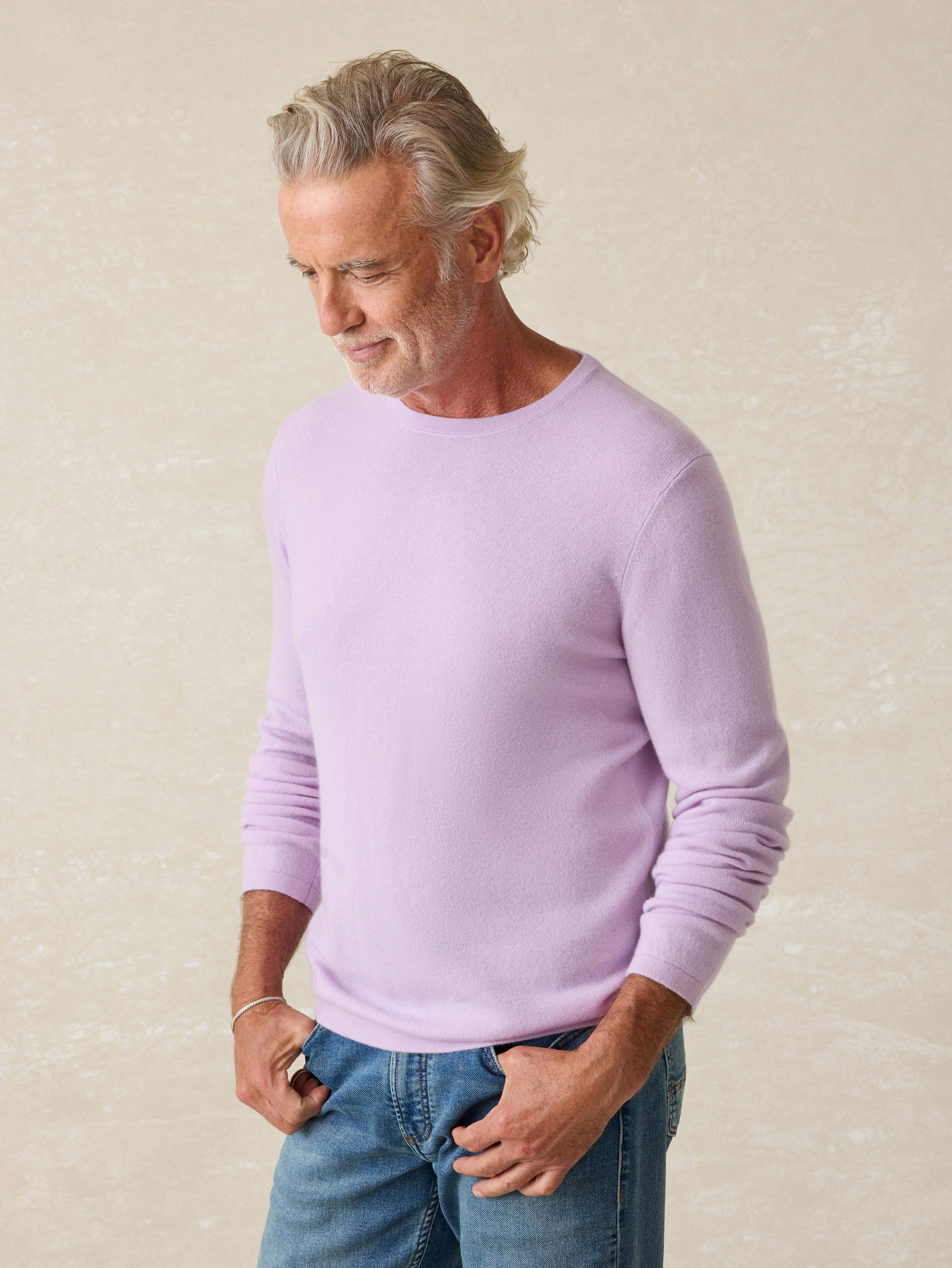Tropical Cashmere Crewneck Sweater - Coastal Lavender