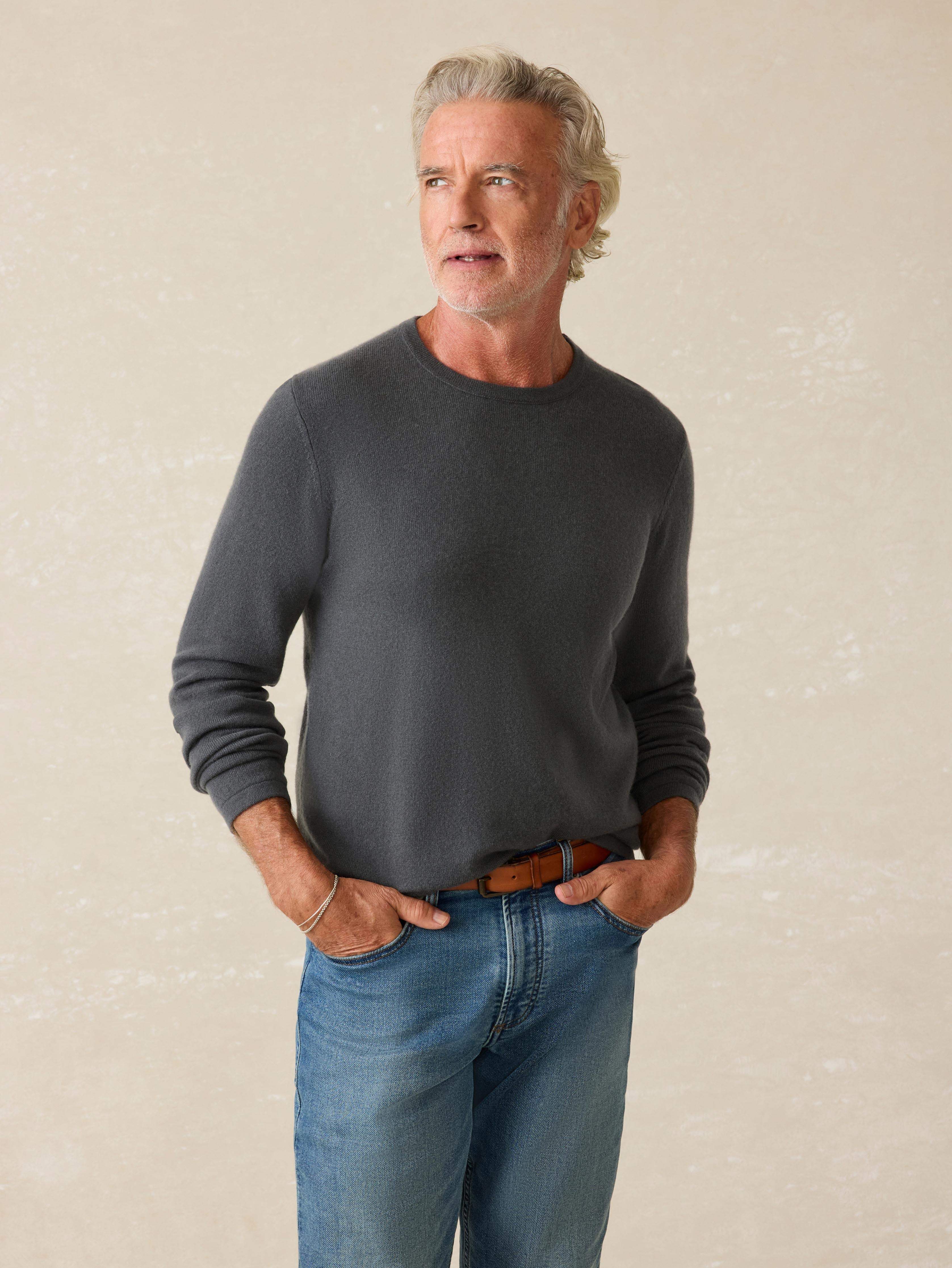 Tropical Cashmere Crewneck Sweater - Graphite