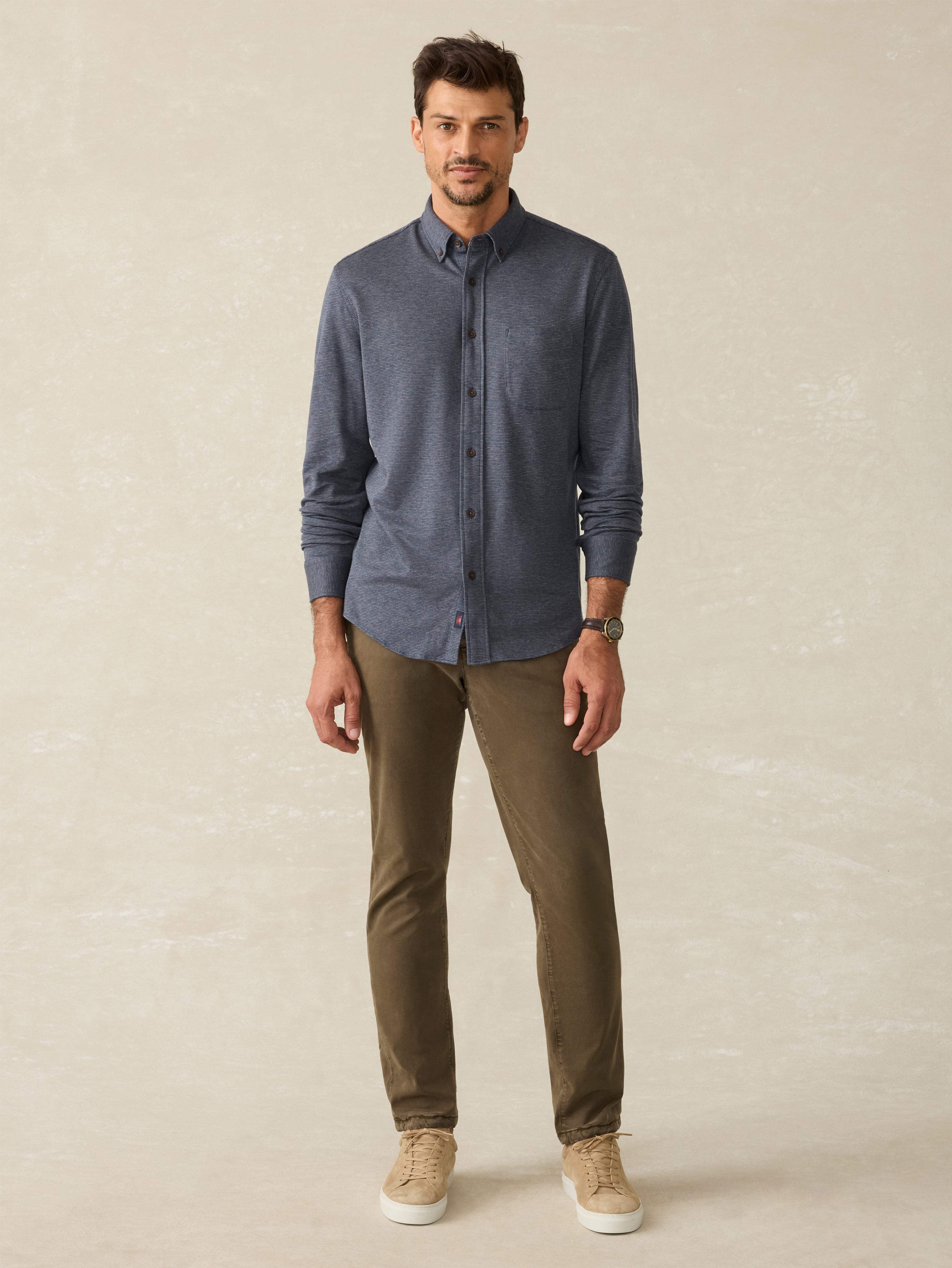 Coastline Knit Shirt - Twilight Houndstooth