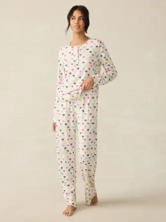 Cloud Henley Pajama Pant Set - Sun Valley Palms