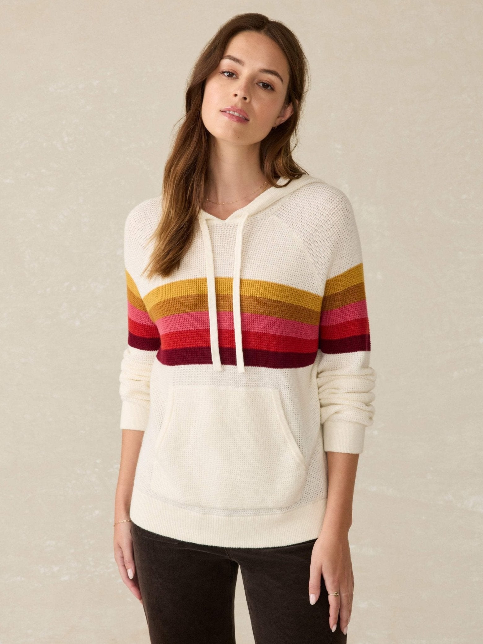 Throwback Waffle Hoodie - Golden Trek Stripe