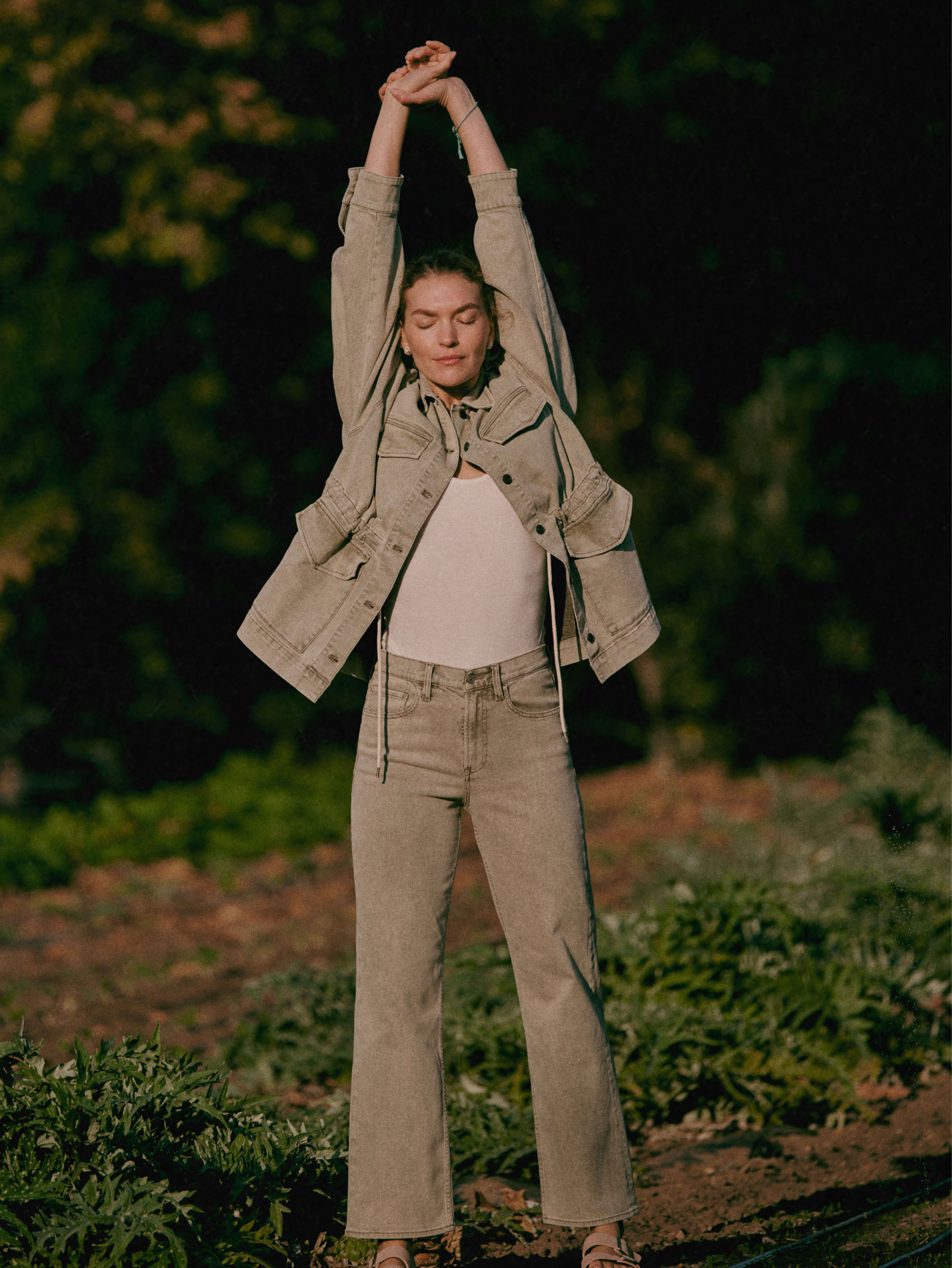 Slim Straight Sunwashed Denim - Olive Haze Wash