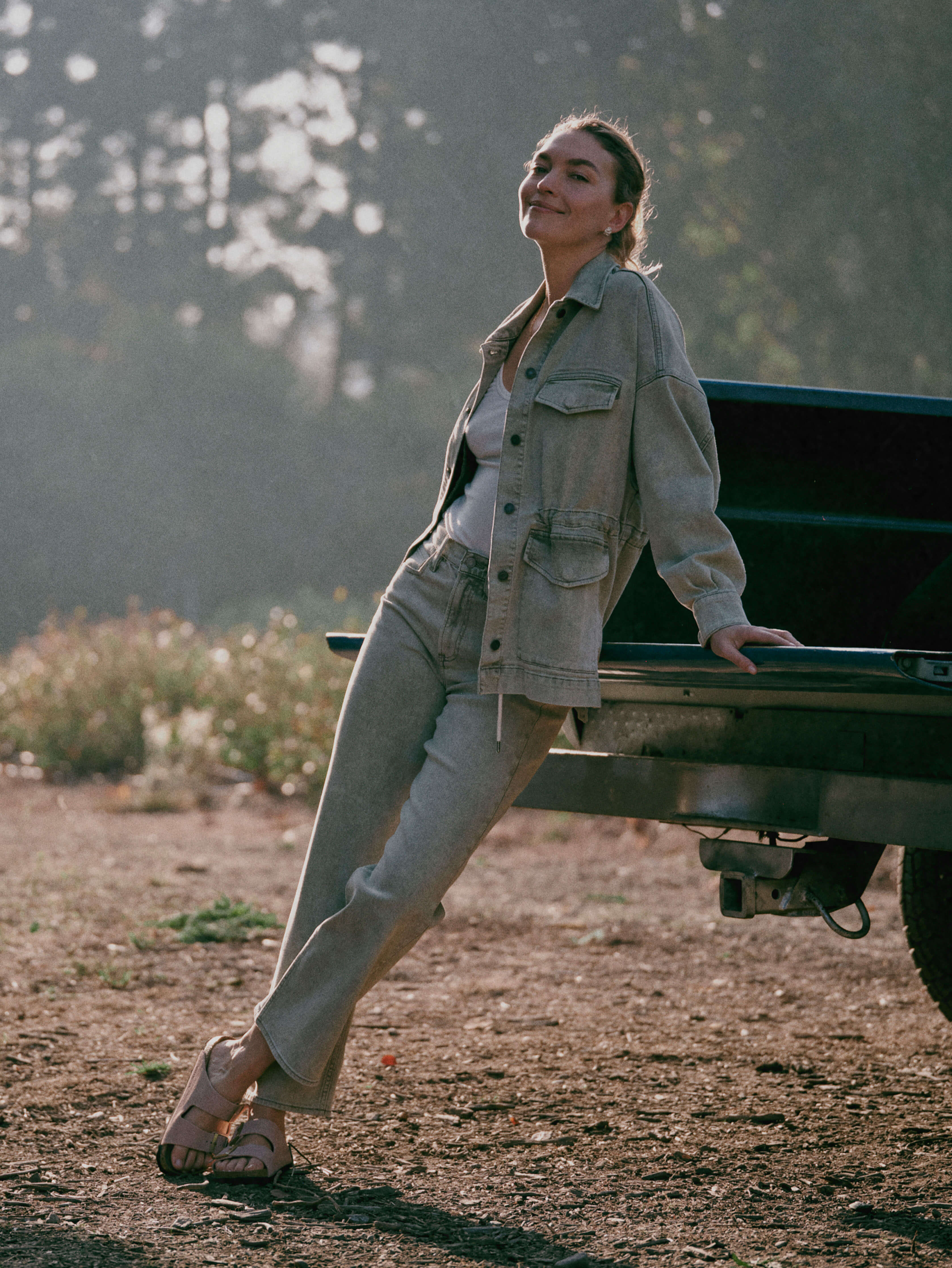 Sunwashed Denim Utility Jacket - Olive Haze Wash