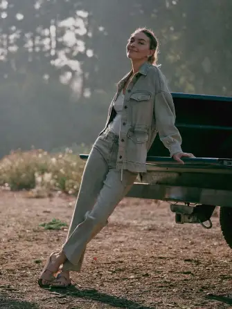 Sunwashed Denim Utility Jacket - Olive Haze Wash
