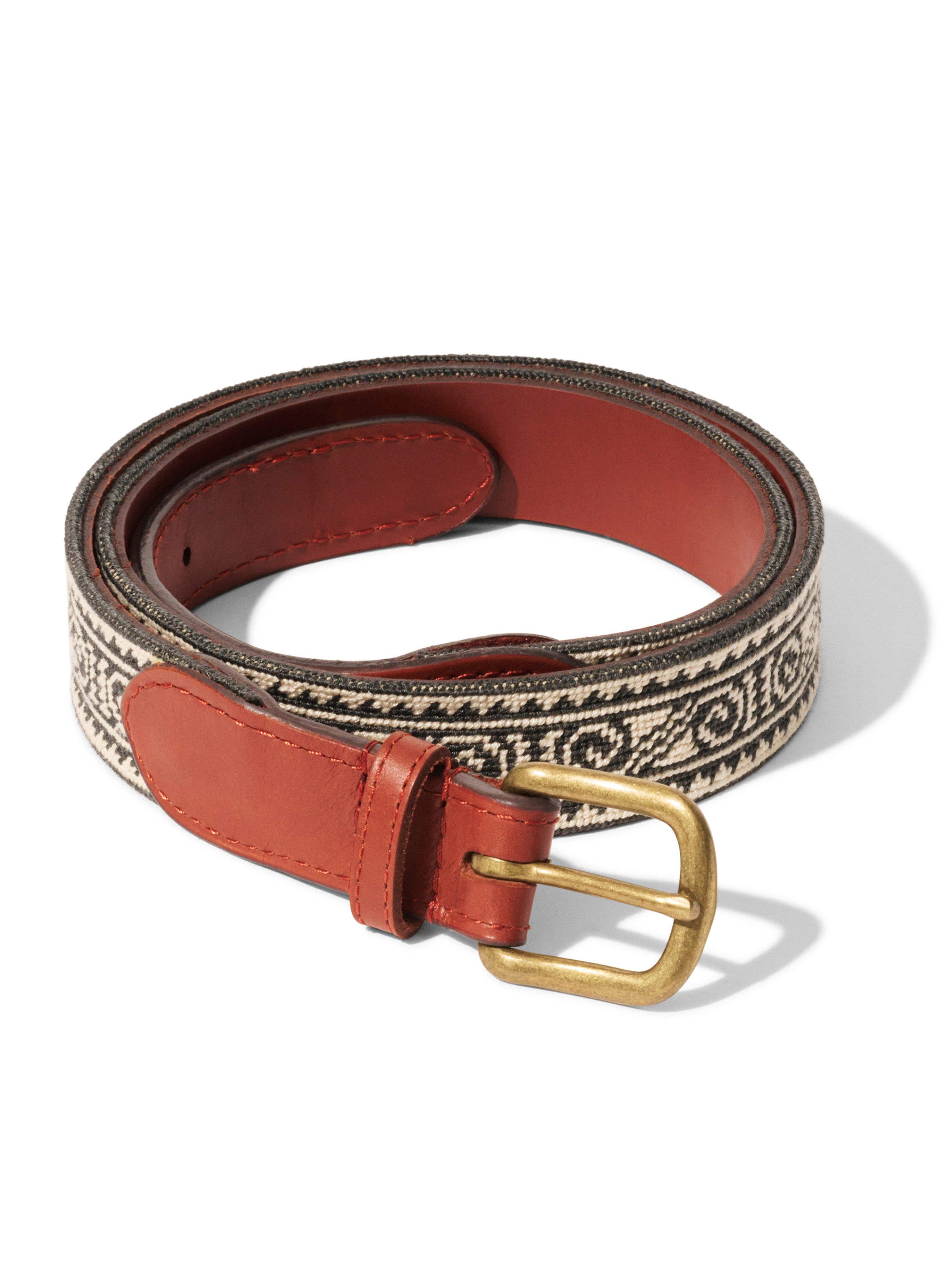 Steven Paul Judd Chahta Embroidered Belt - Charcoal Coiled Snake