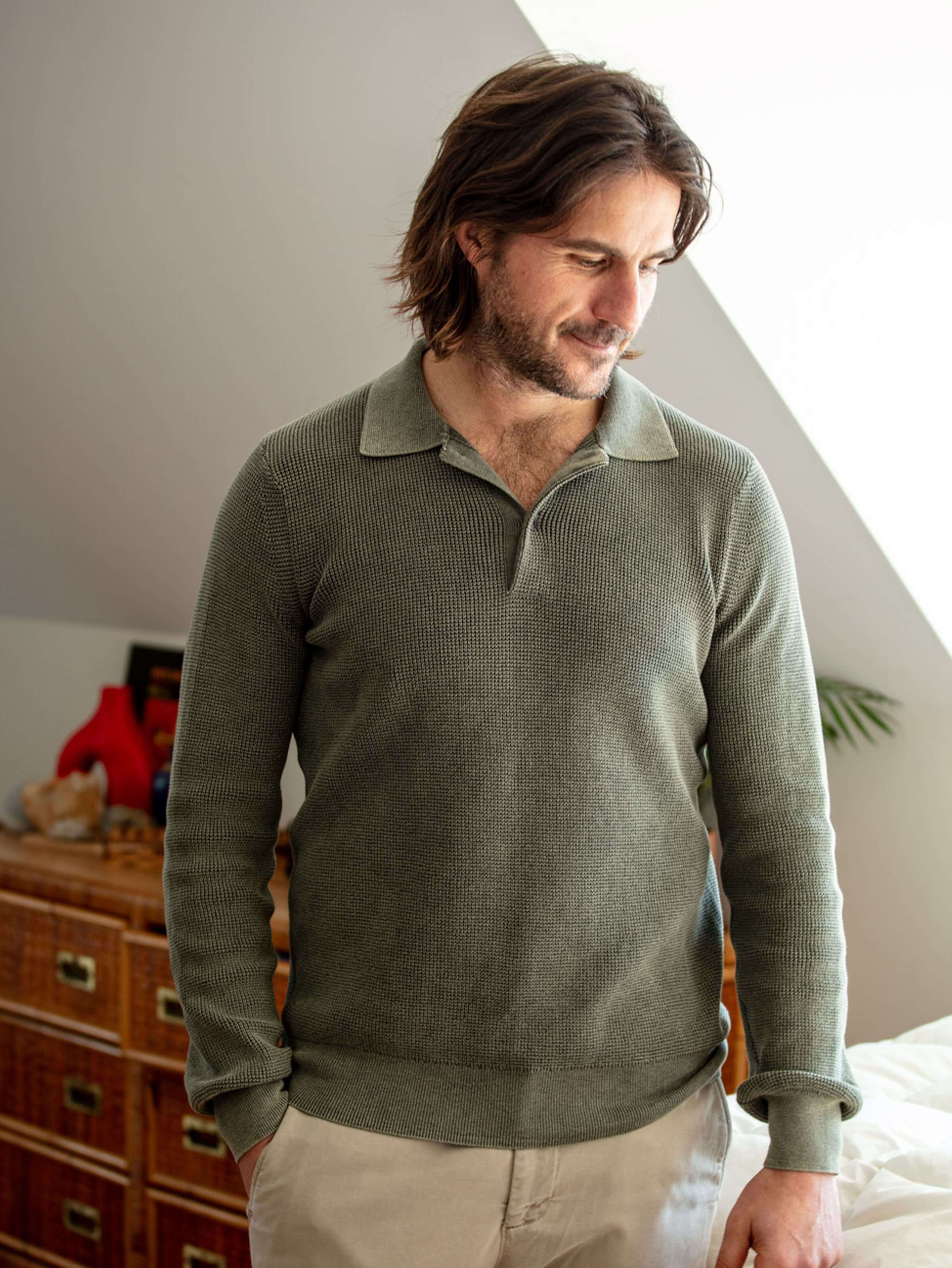 Sunwashed Sweater Polo - Pine Ridge