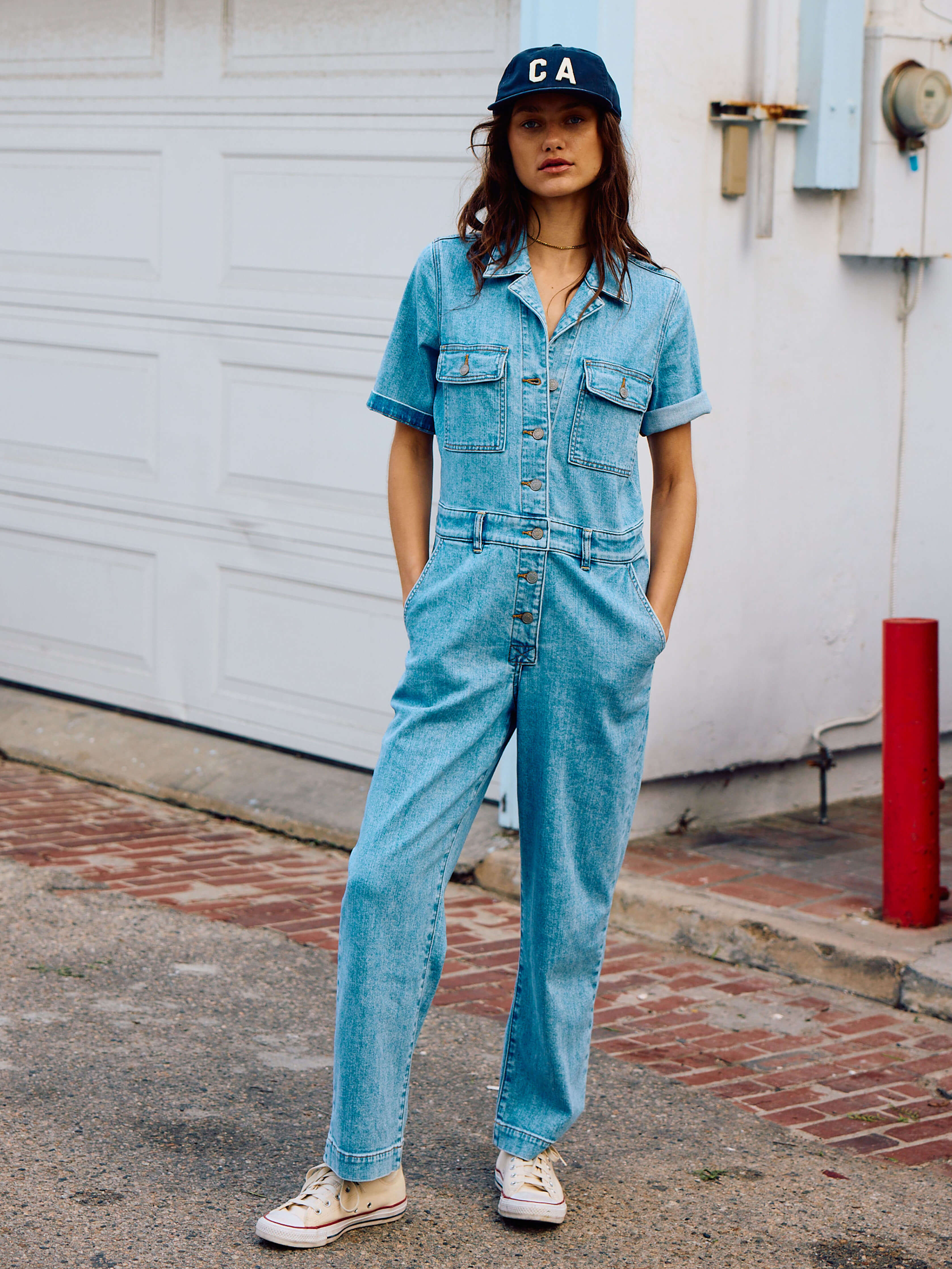Short-Sleeve Denim Michelle Jumpsuit - Cloudlight Wash