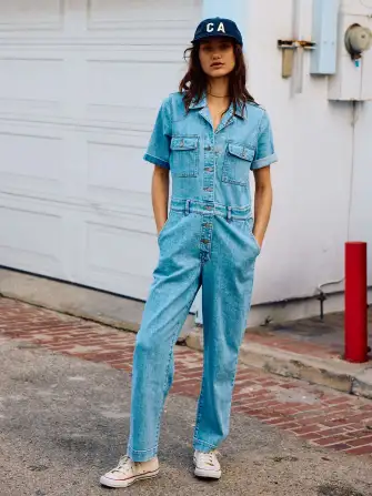 Short-Sleeve Denim Michelle Jumpsuit - Cloudlight Wash