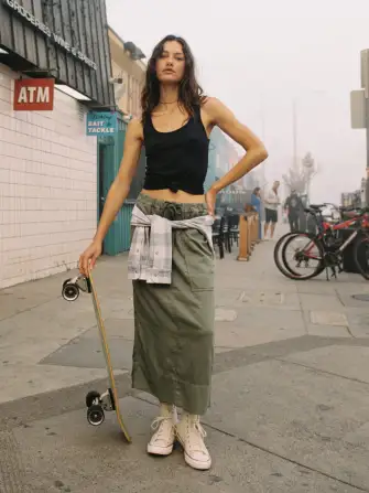 Topanga Drape Utility Skirt - Thyme