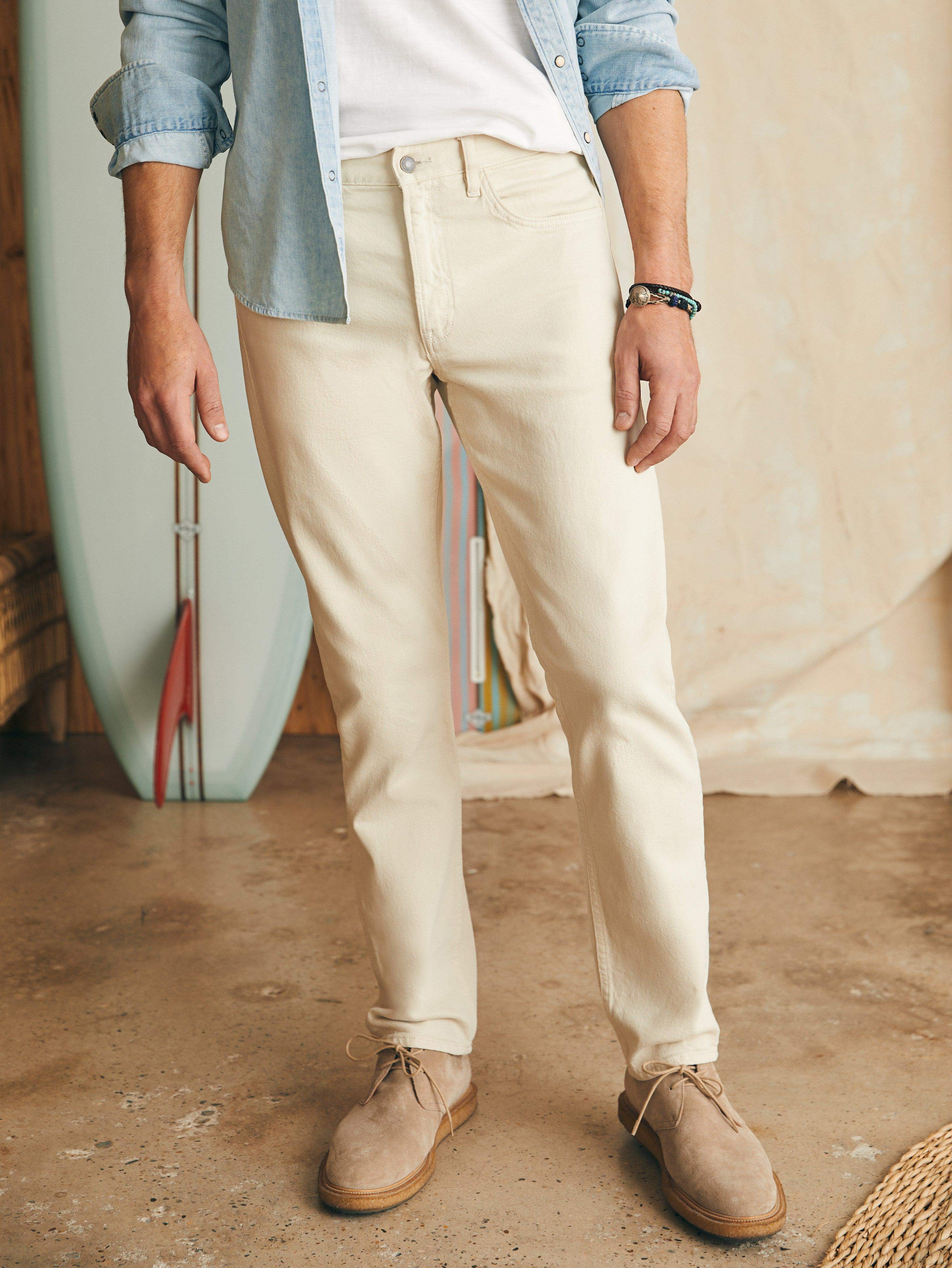 Organic Cotton Slim Straight Denim - Stone