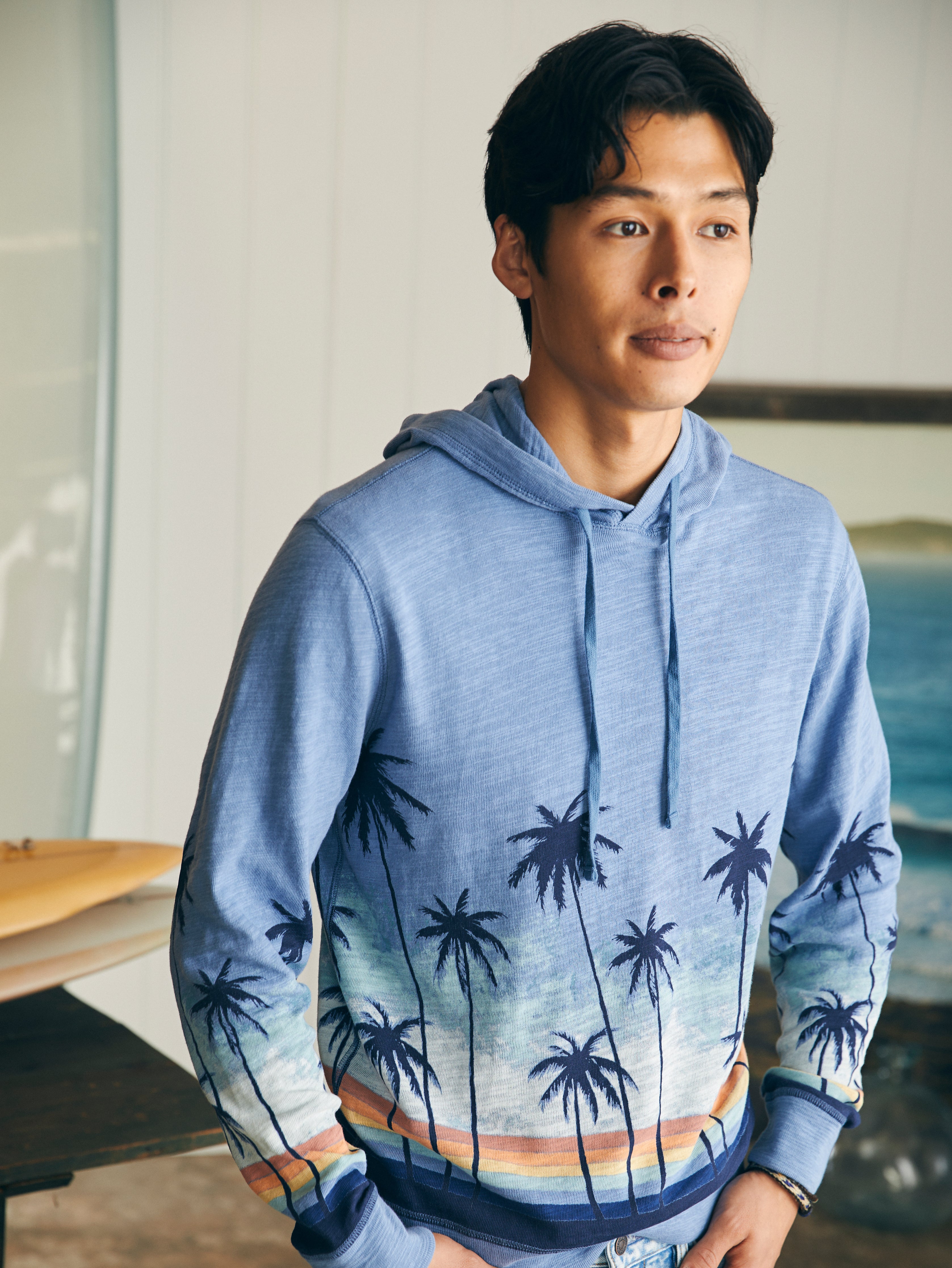 Sunwashed Slub Hoodie (Tall) - Palm Rainbow Ombre