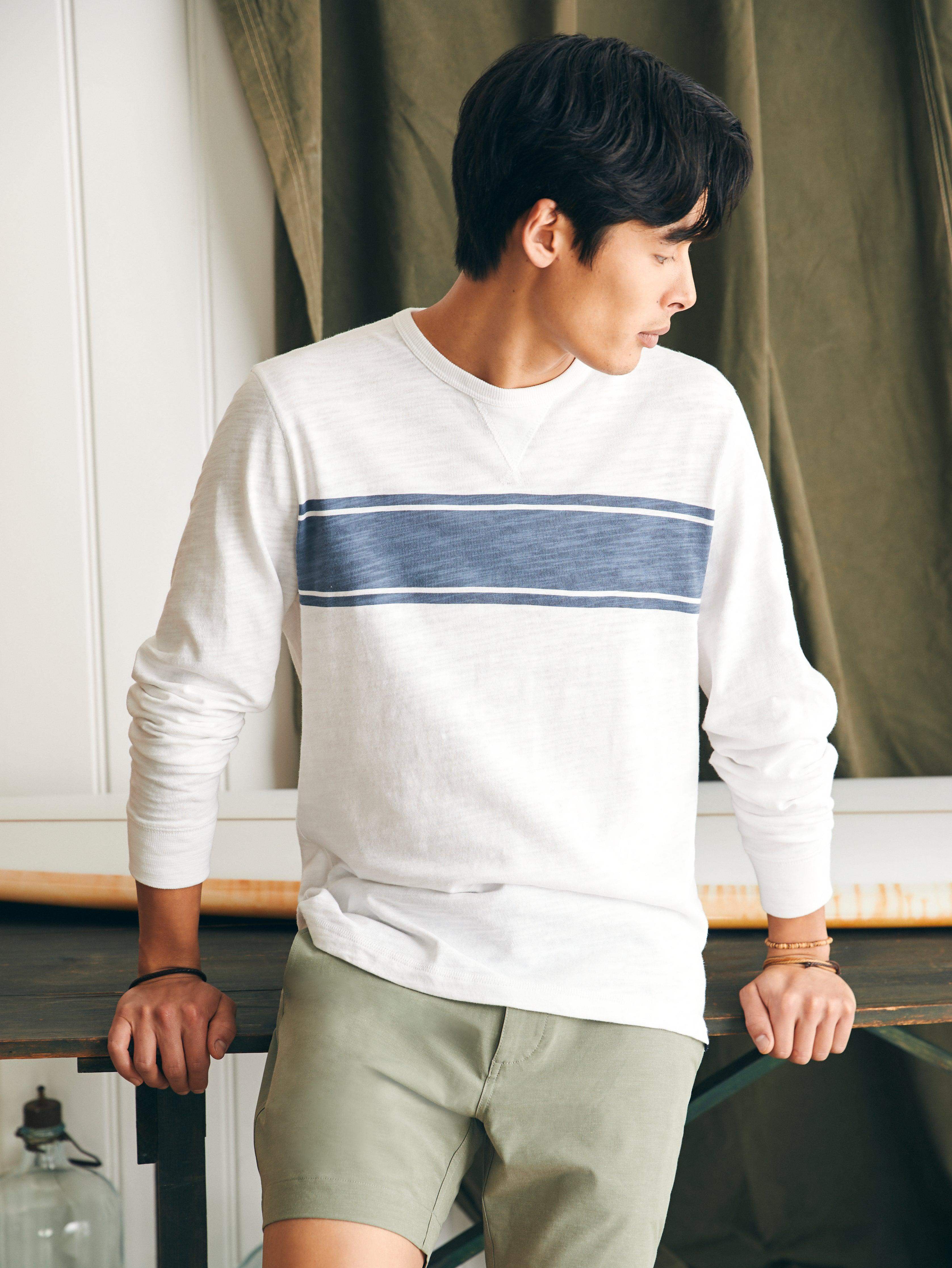 Sunwashed Slub Crew - White Surf Stripe