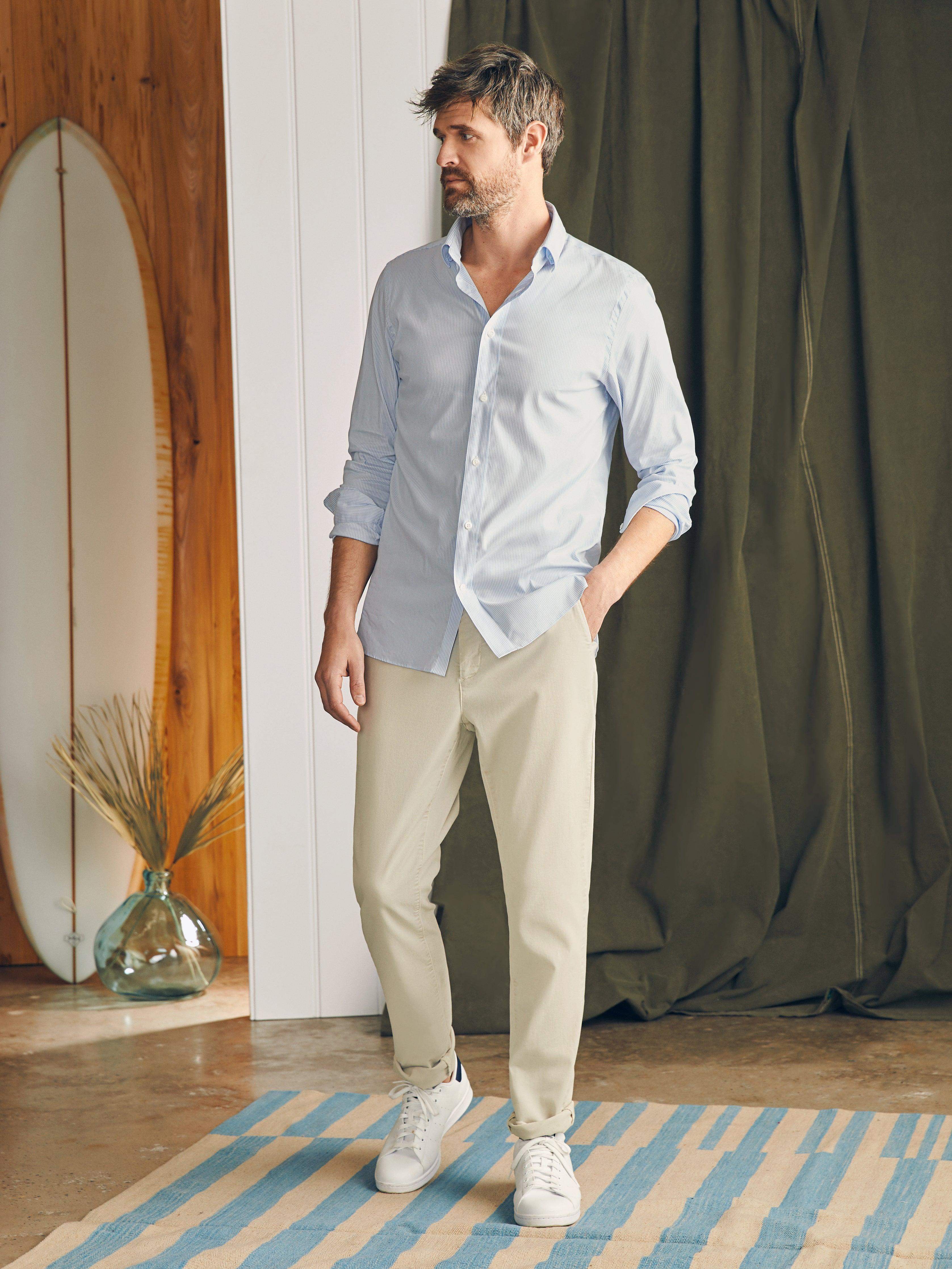 Movement™ Dress Shirt - Blue White Stripe