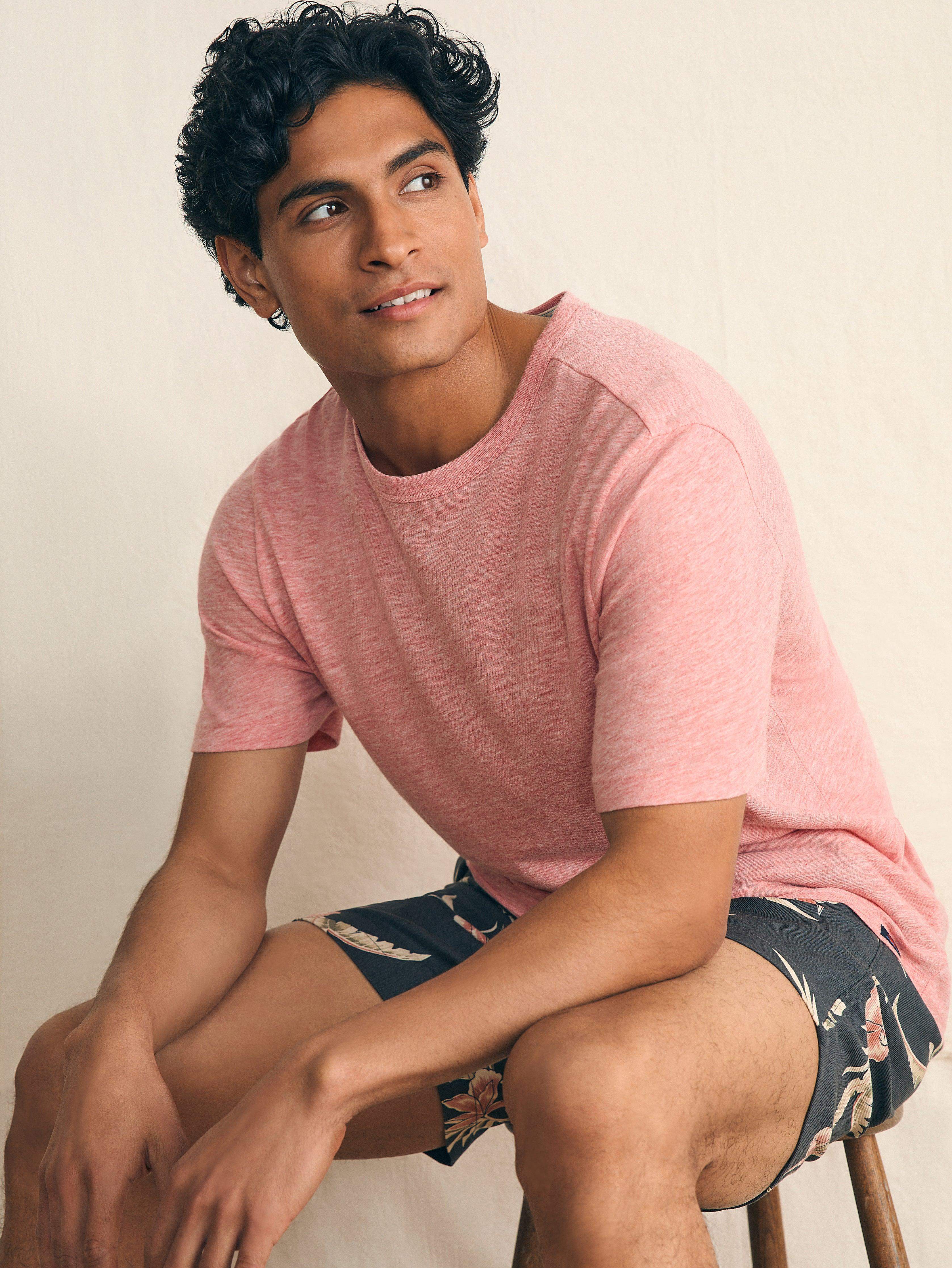 Short-Sleeve Vintage Chambray Tee - Vintage Rose Heather