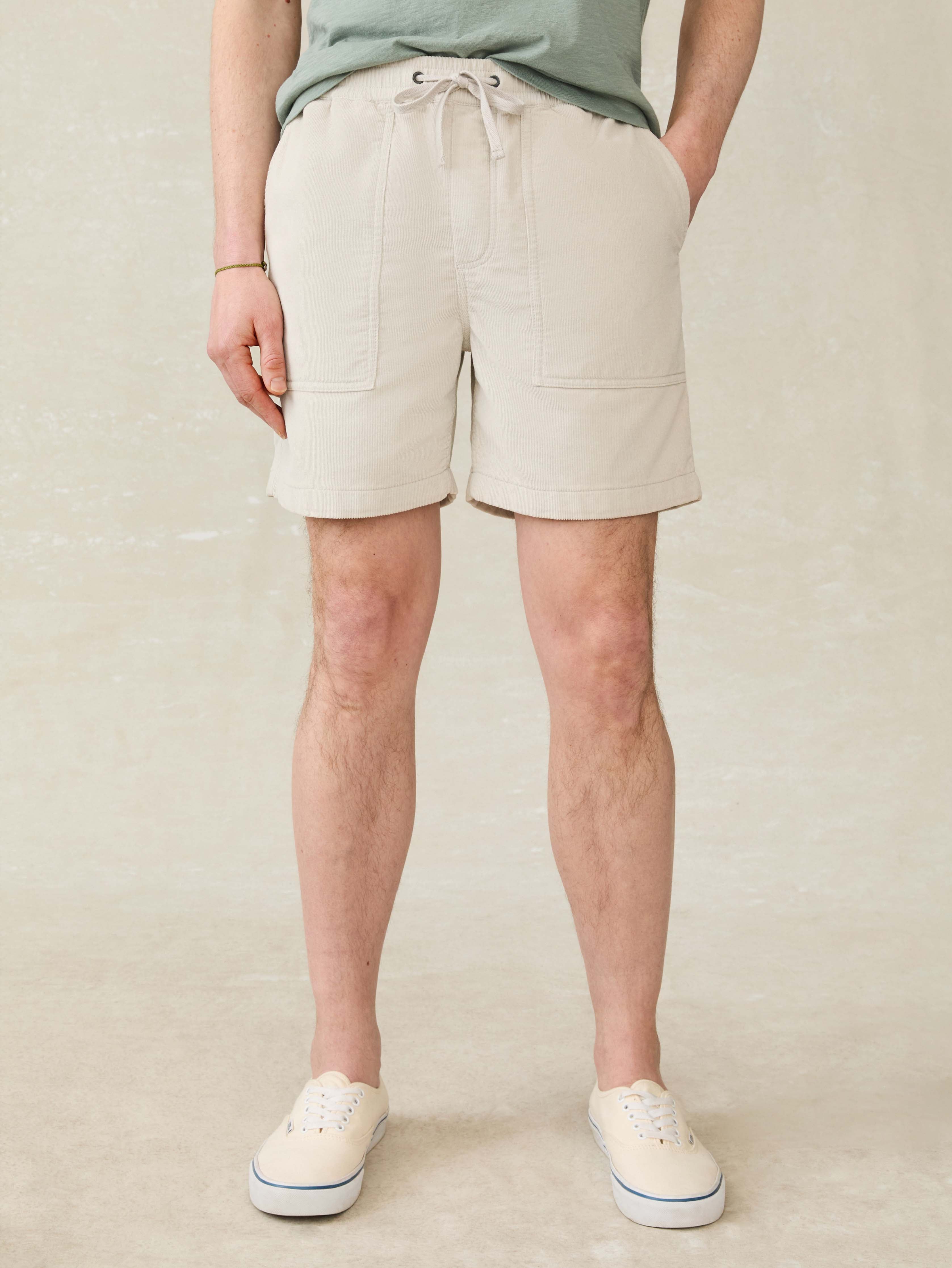 Corduroy Drawstring Utility Short - Plaza Stone
