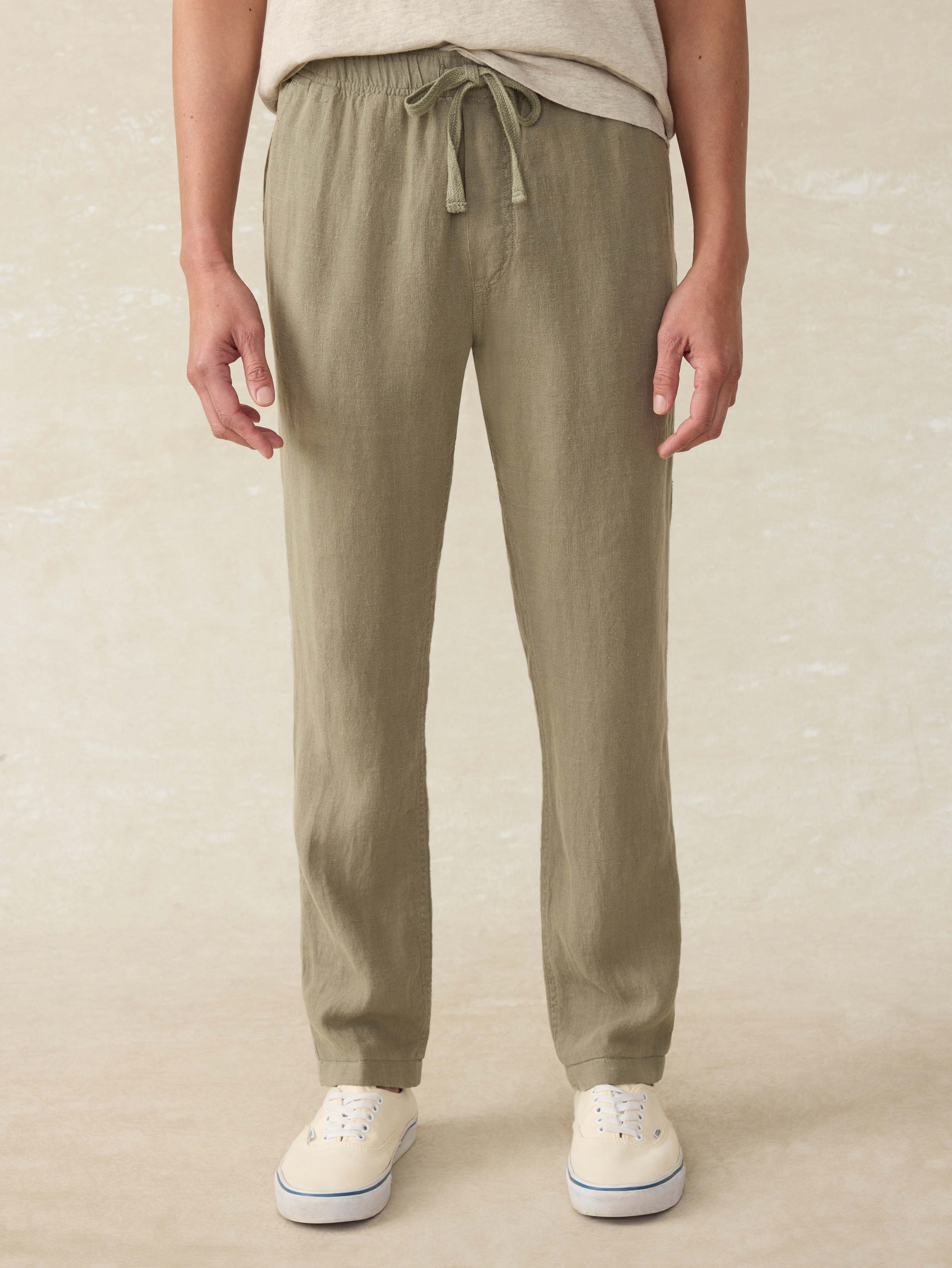 Linen Drawstring Pant - Canyon Olive