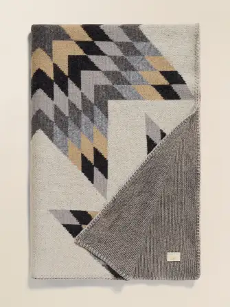 B. Yellowtail Star Patchwork Blanket - Grey Star Patchwork