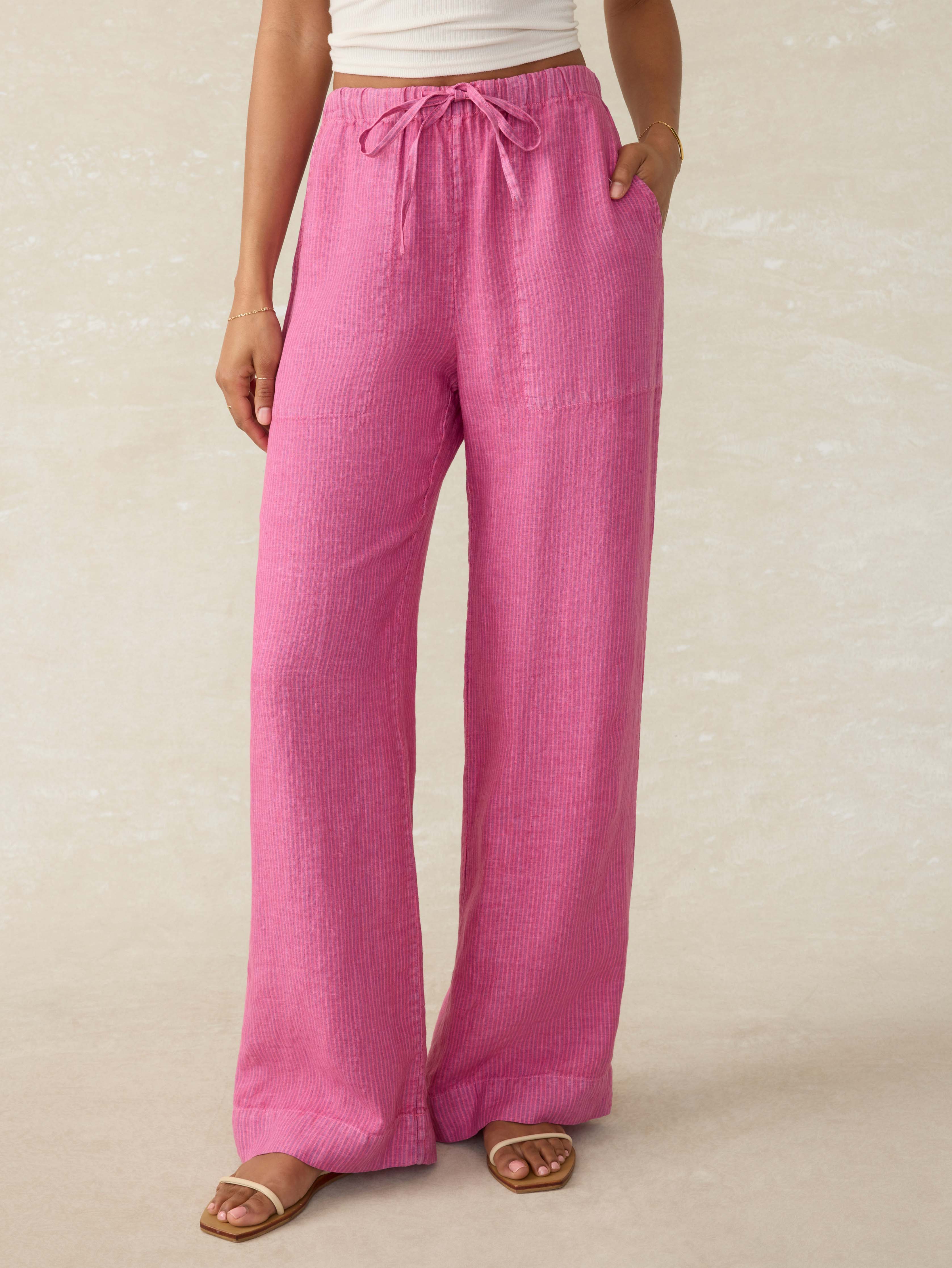 Laidback Linen Pant - Ibis Rose Stripe