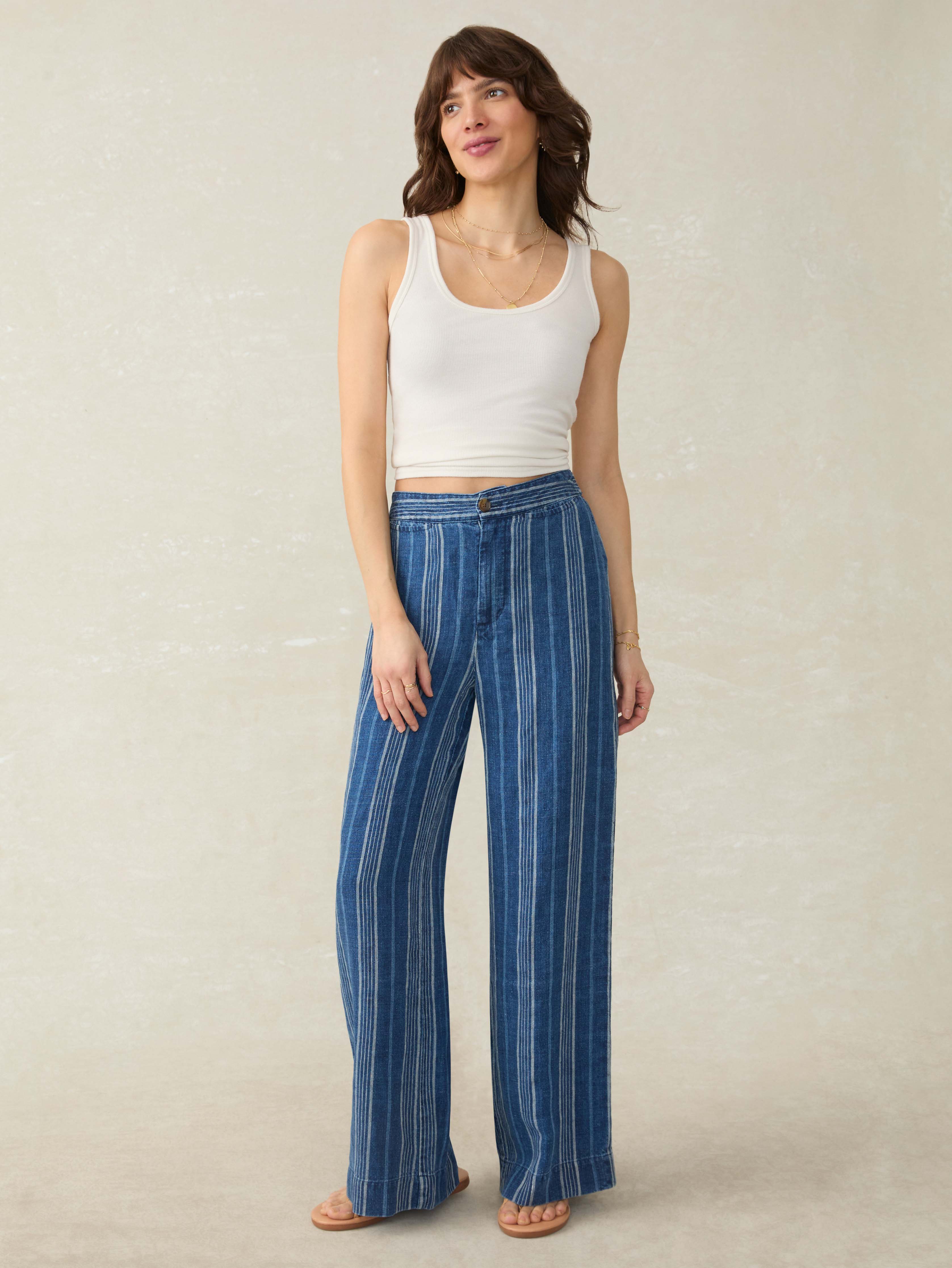 Sun Strider Linen Pant - Dockside Stripe