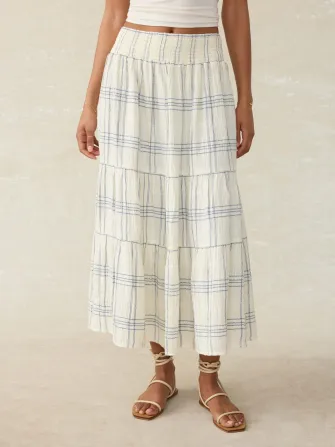 Dune Cotton Gauze Woodstock Skirt - Blue Cove Plaid