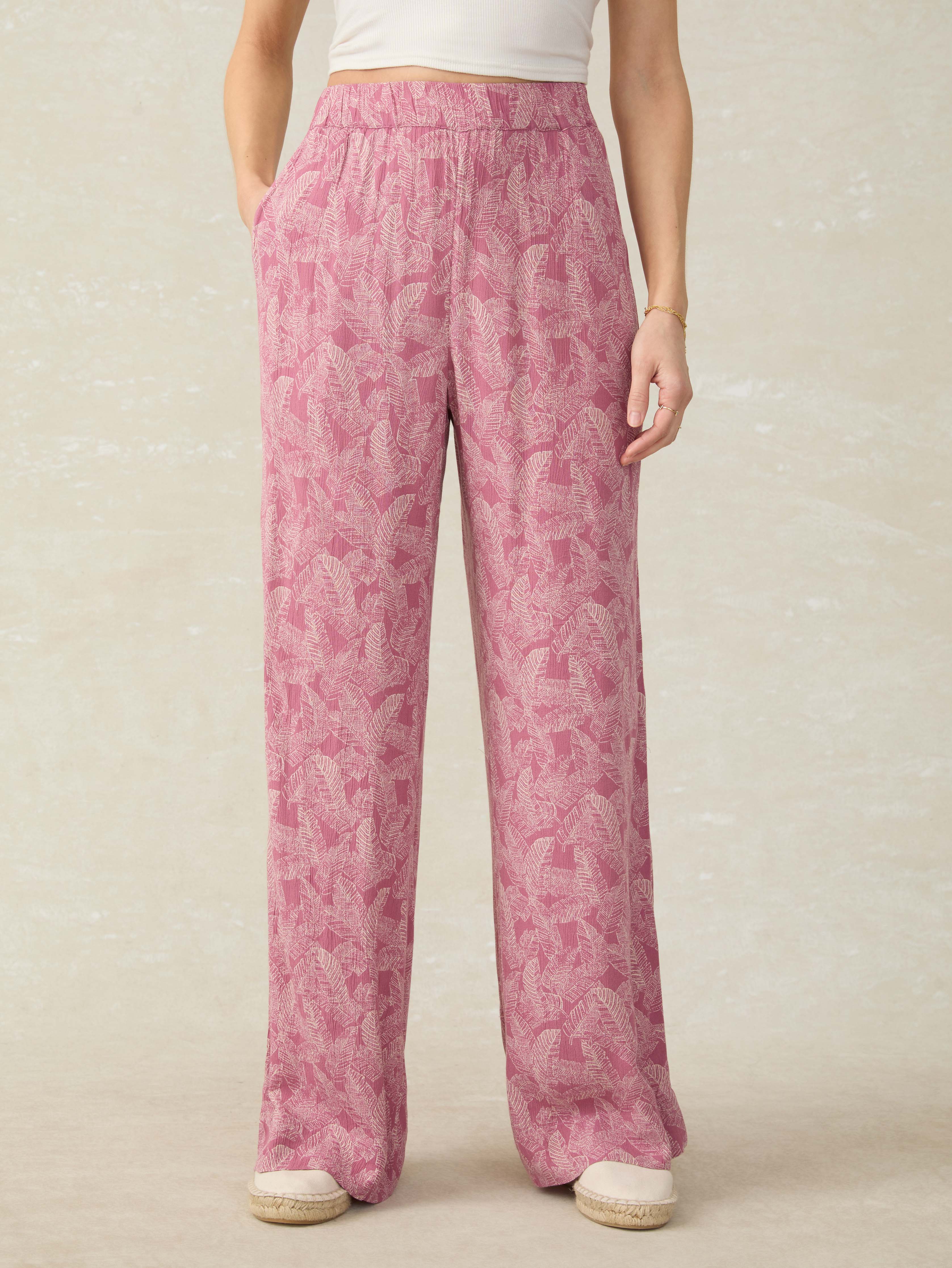Cabana Pant - Dusty Rose Banana Leaf